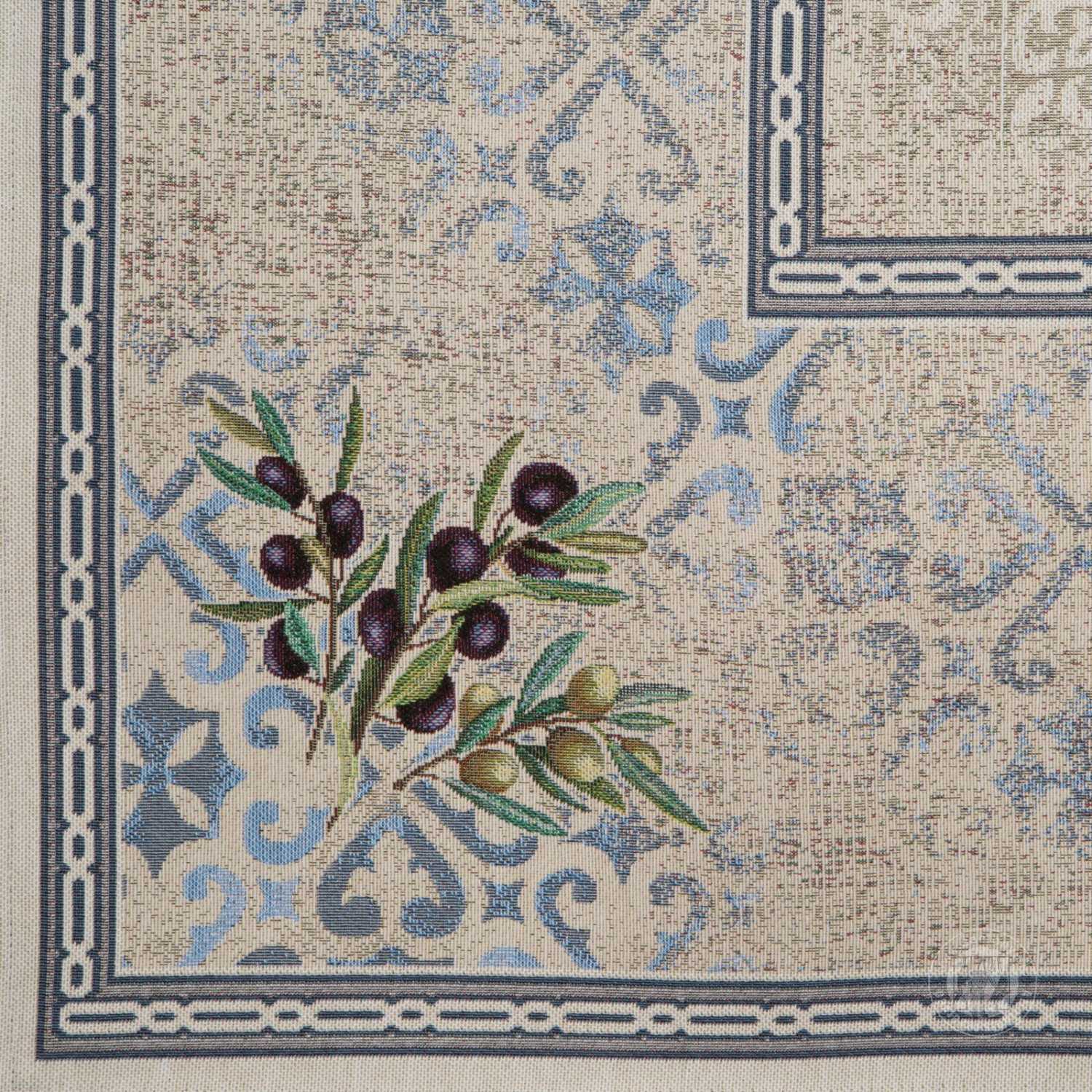 Gobelínový obrus 100x100cm krémový/modrý