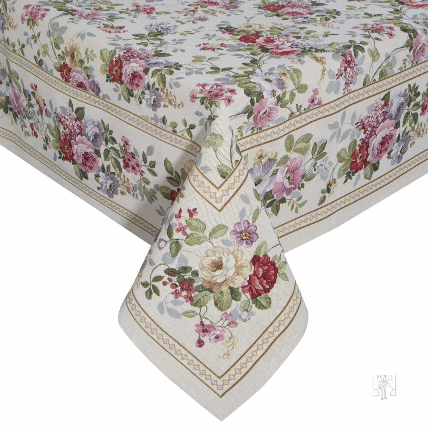 Gobelínový obrus 140x180cm prírodný/kvetinový