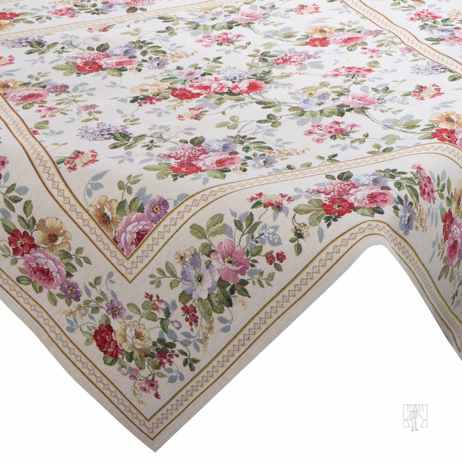 Gobelínový obrus 100x100cm prírodný/kvetinový