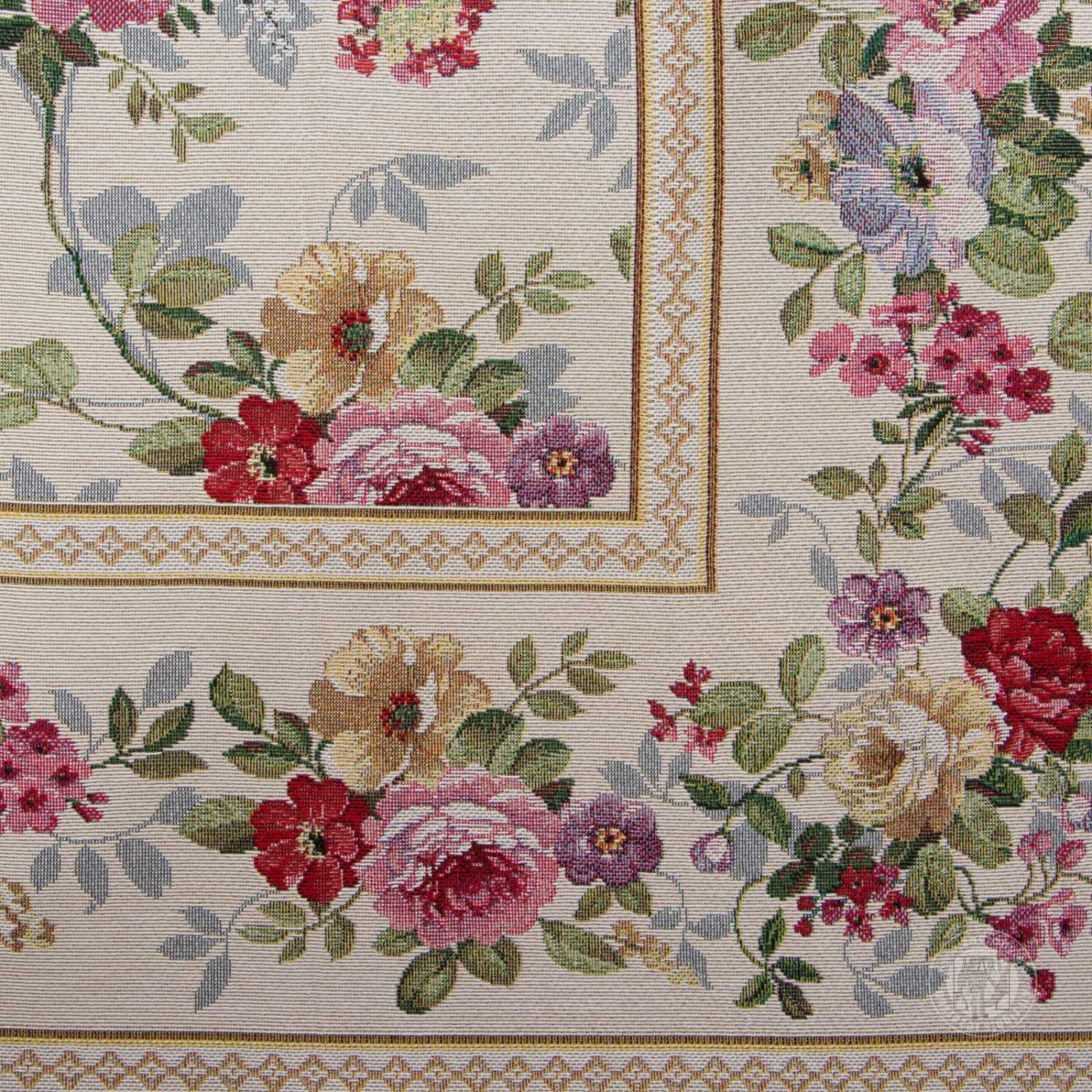 Gobelínový obrus 100x100cm prírodný/kvetinový