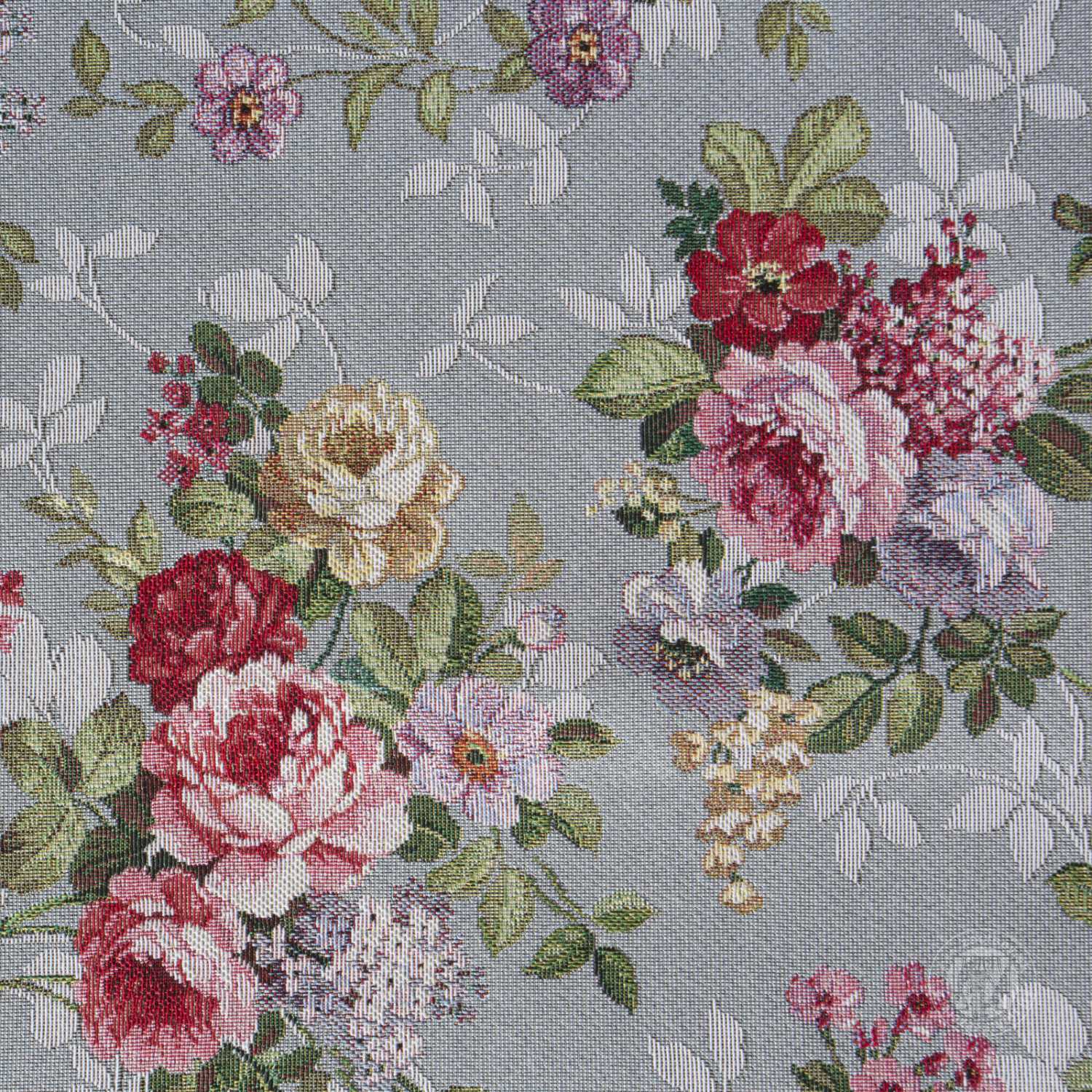 Gobelínový obrus 140x180cm sivý/kvetinový