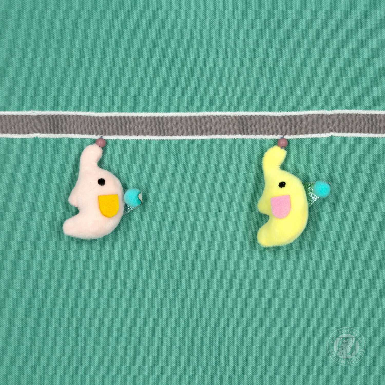 Záves KIDS na krúžkoch 140x250cm mätový so sloníkmi