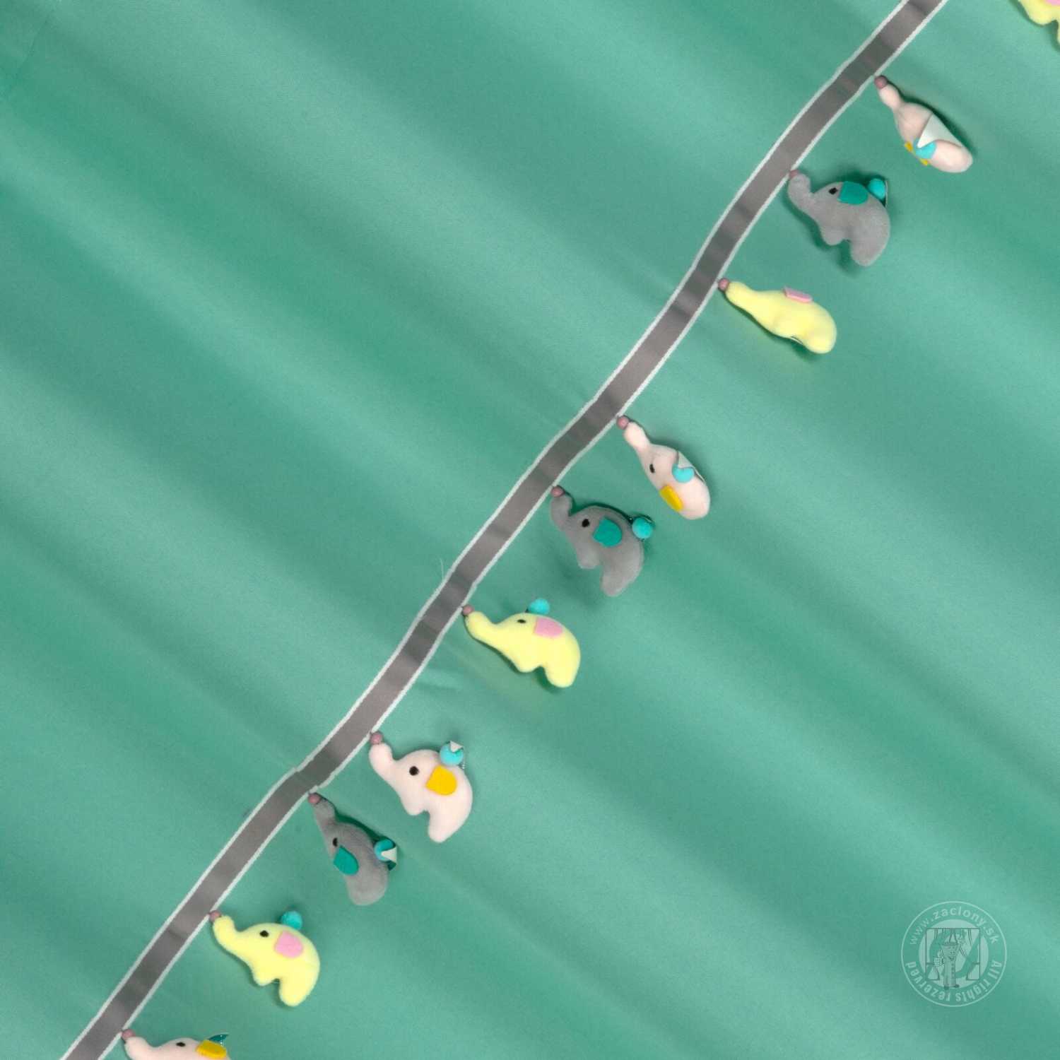 Záves KIDS na krúžkoch 140x250cm mätový so sloníkmi