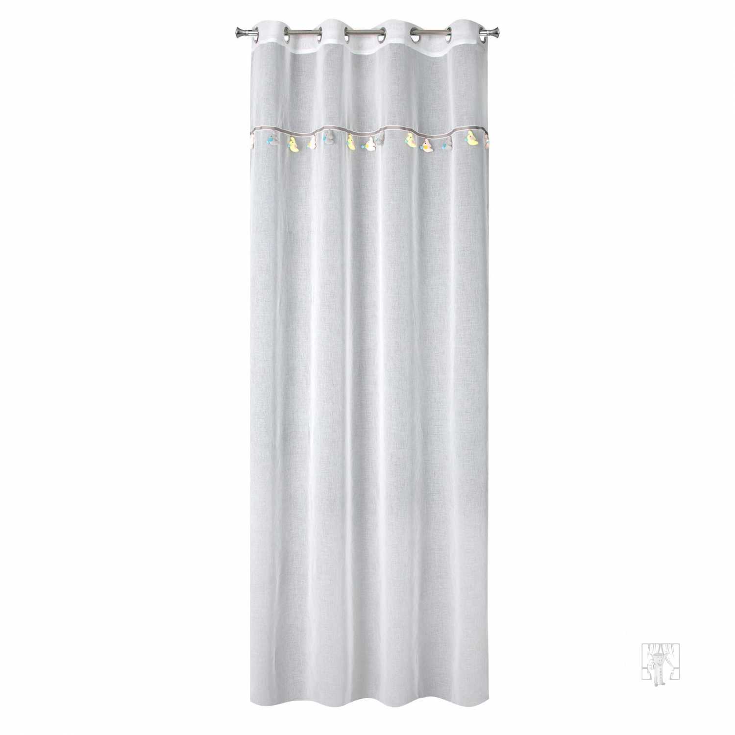 Záclona KIDS na krúžkoch 140x250cm biela so sloníkmi