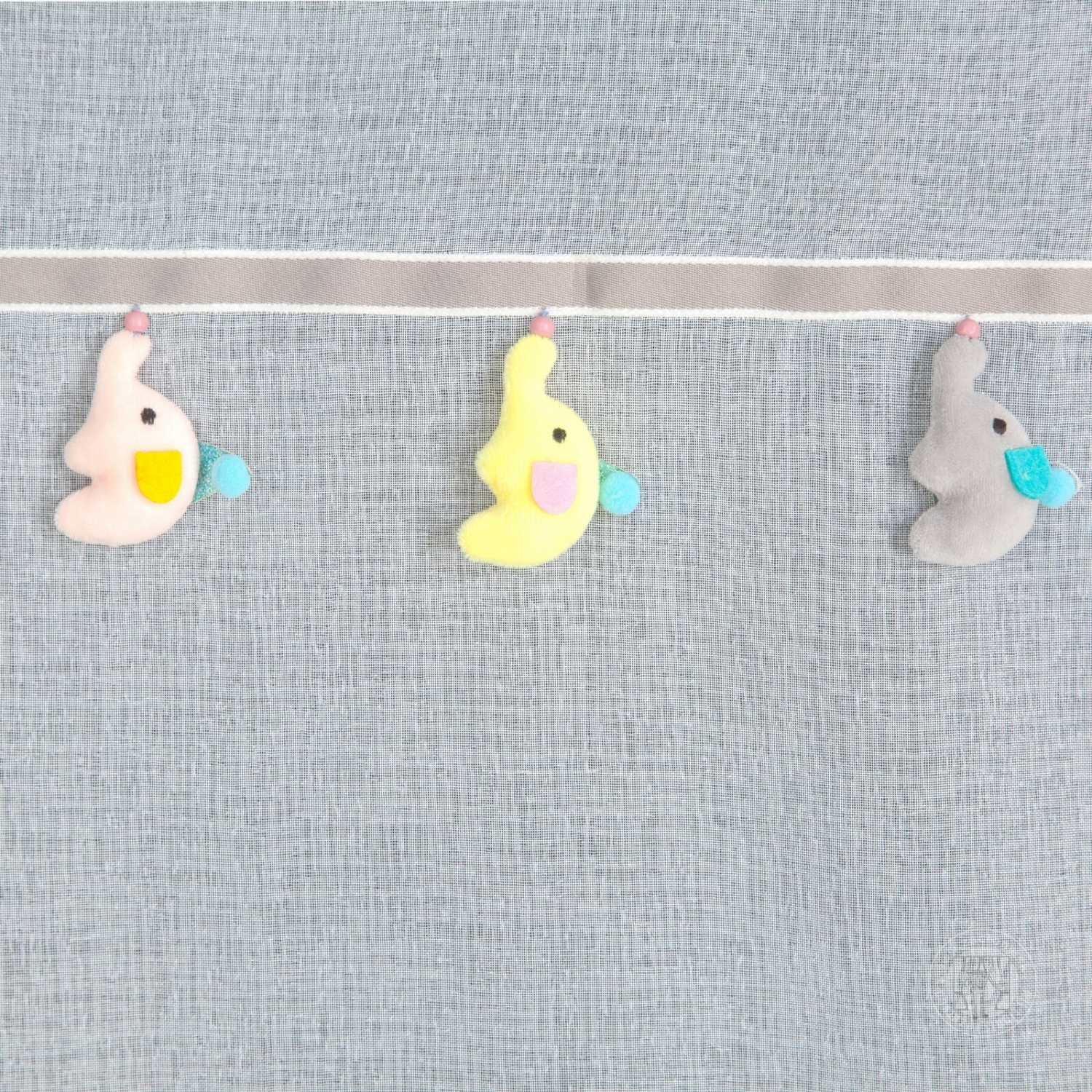 Záclona KIDS na krúžkoch 140x250cm biela so sloníkmi