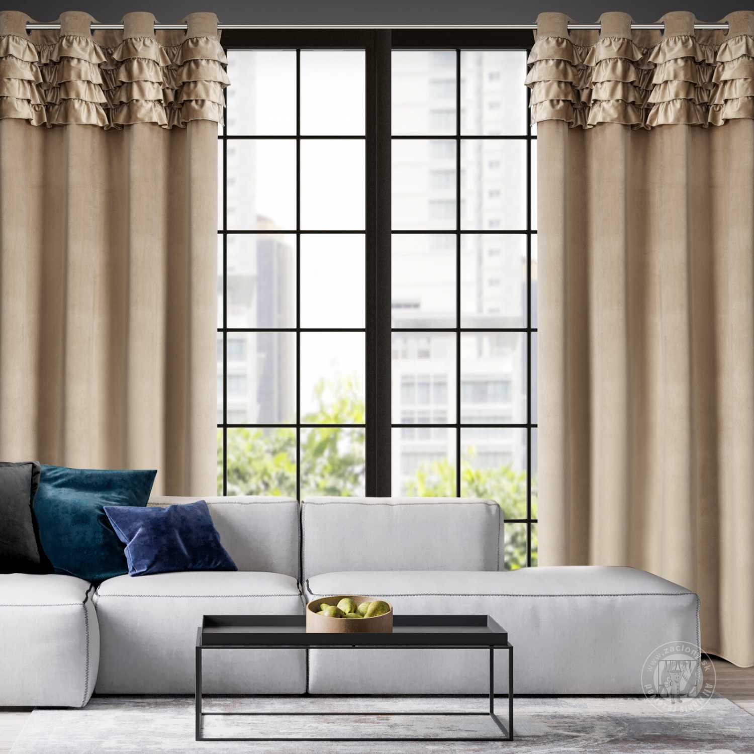 Záves ERIN na krúžkoch 140x250 cm tmavobéžový