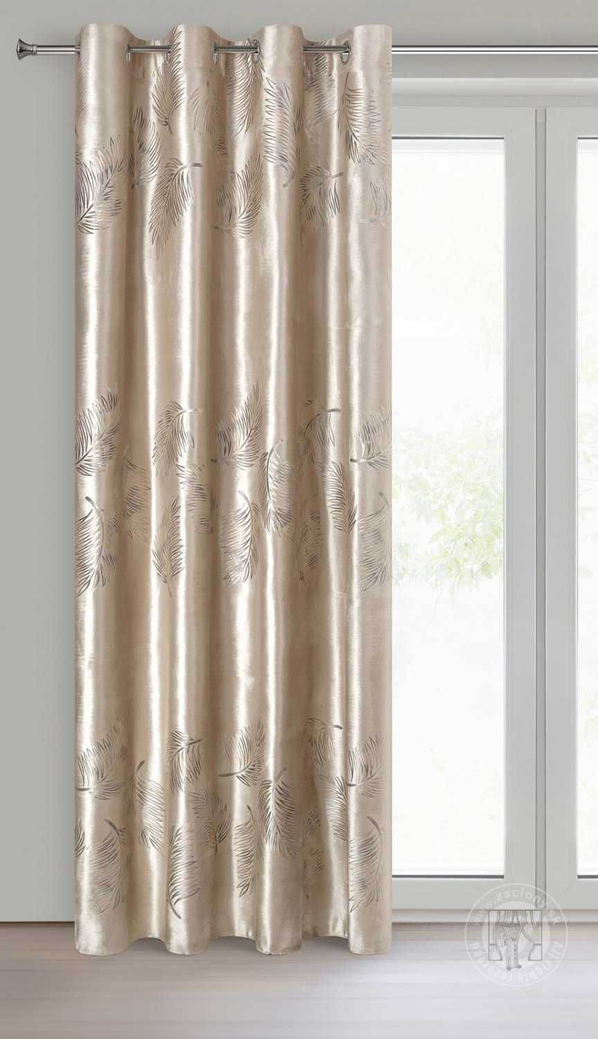 Záves IDALIA na krúžkoch 140x250 cm béžový/zlatý