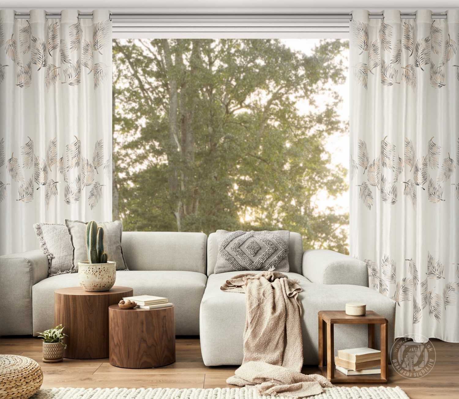 Záves IDALIA na krúžkoch 140x250 cm krémový/zlatý