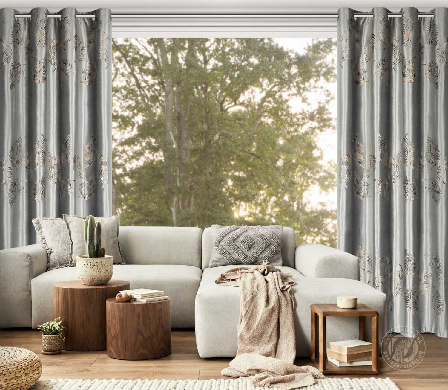 Záves IDALIA na krúžkoch 140x250 cm strieborný/zlatý