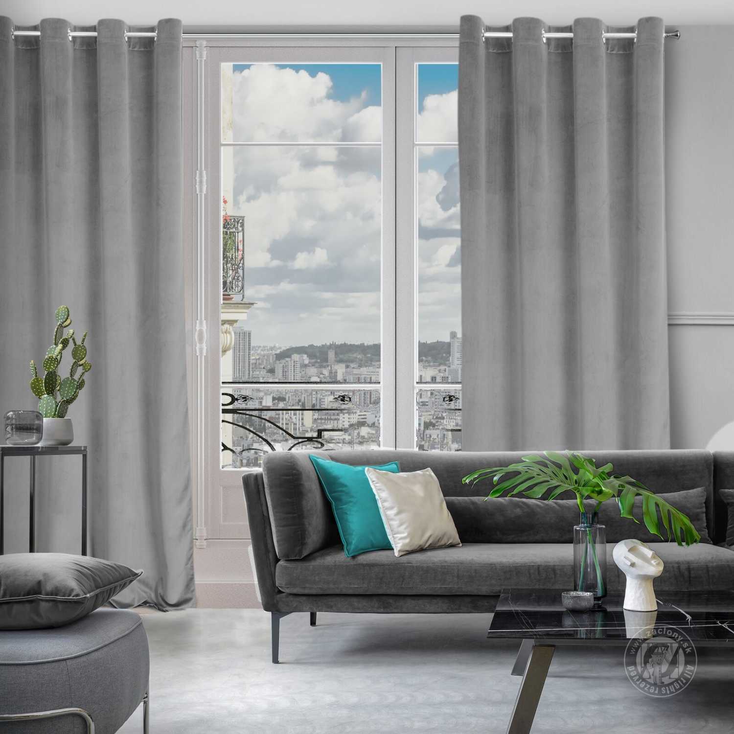 Záves CARMEN na krúžkoch s úchytkou 140x270 cm sivý