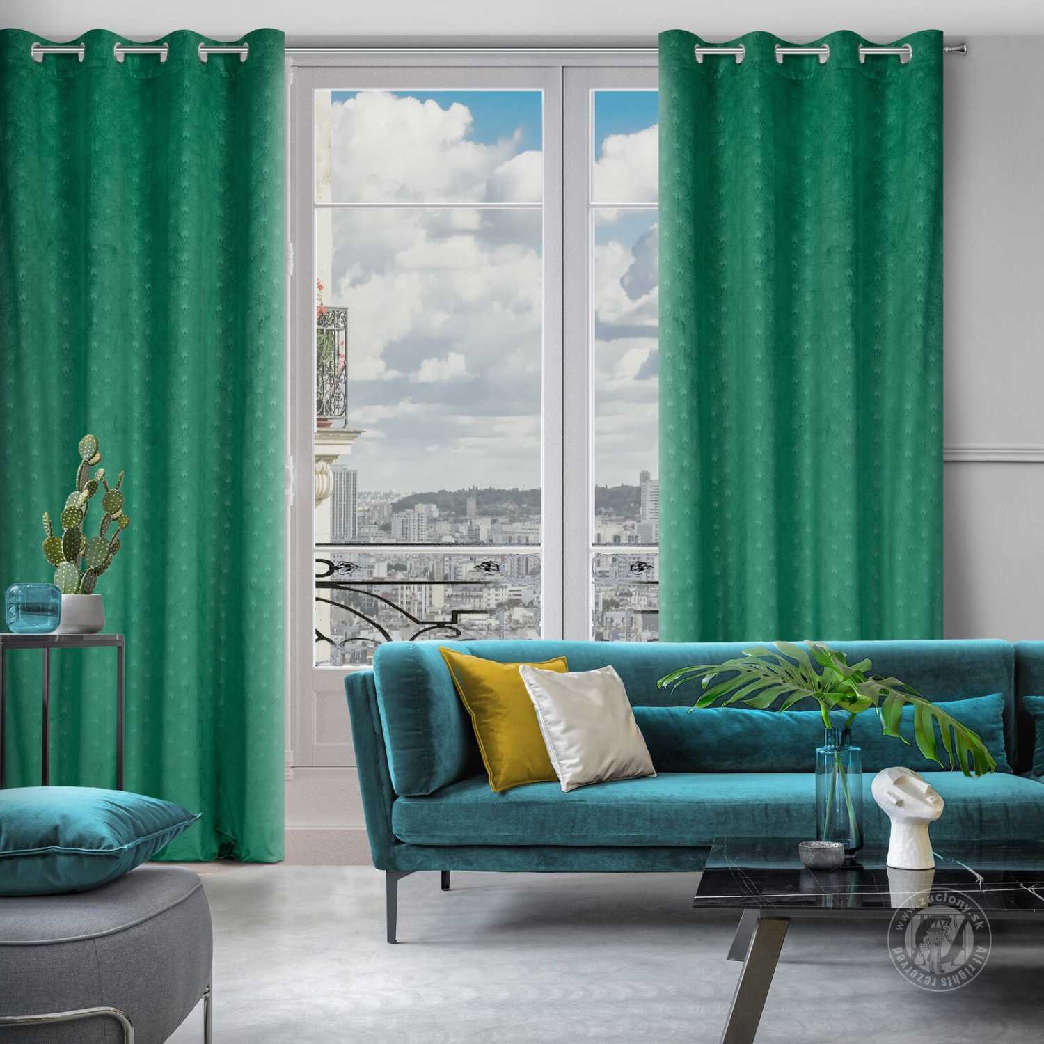 Záves JULIA na krúžkoch 140x250 cm zelený