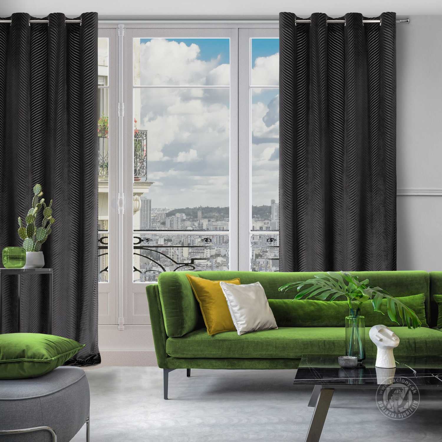 Záves LUSSI na krúžkoch 140x250 cm čierny