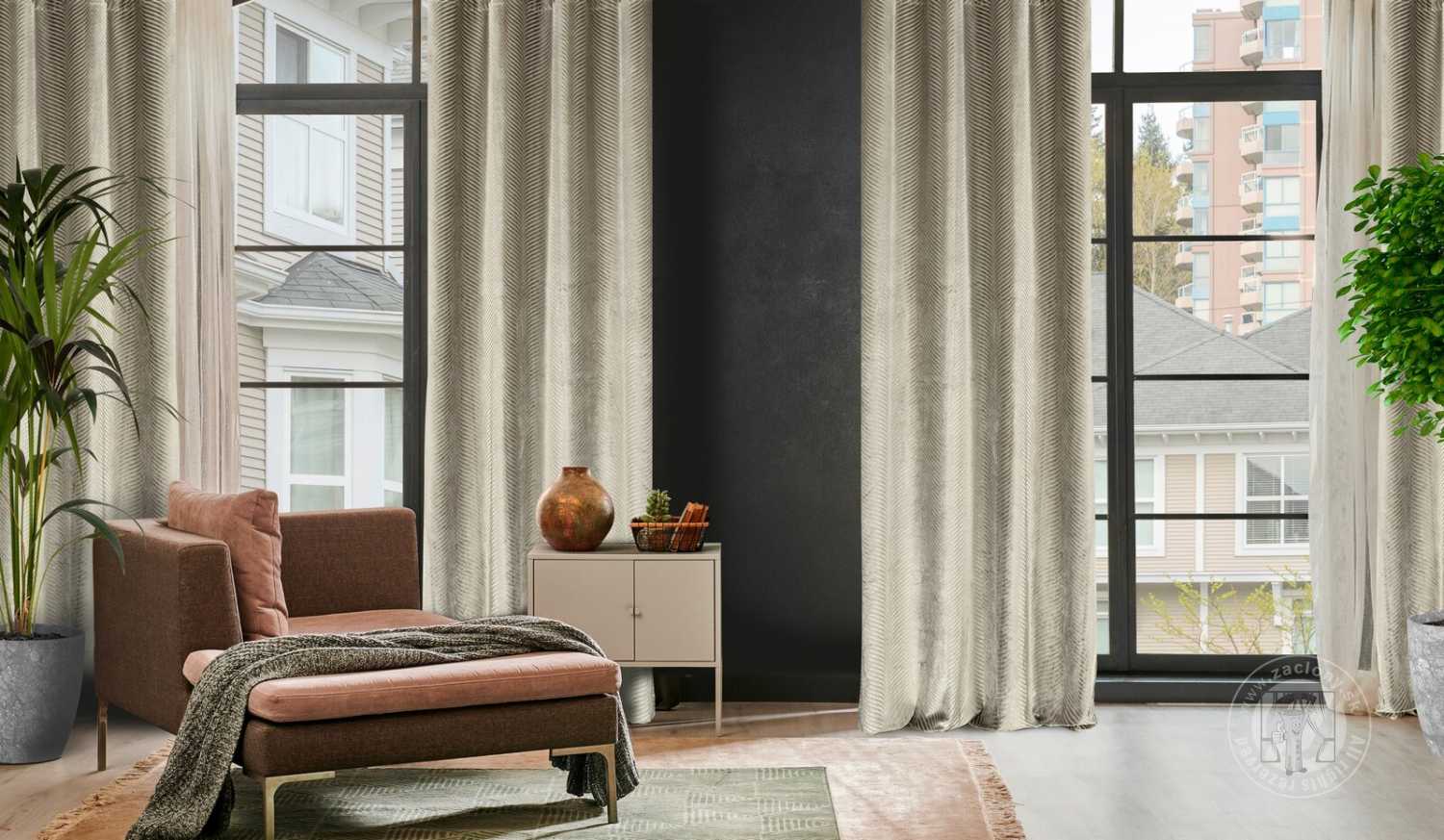 Záves LUSSI na krúžkoch 140x250 cm tmavobéžový