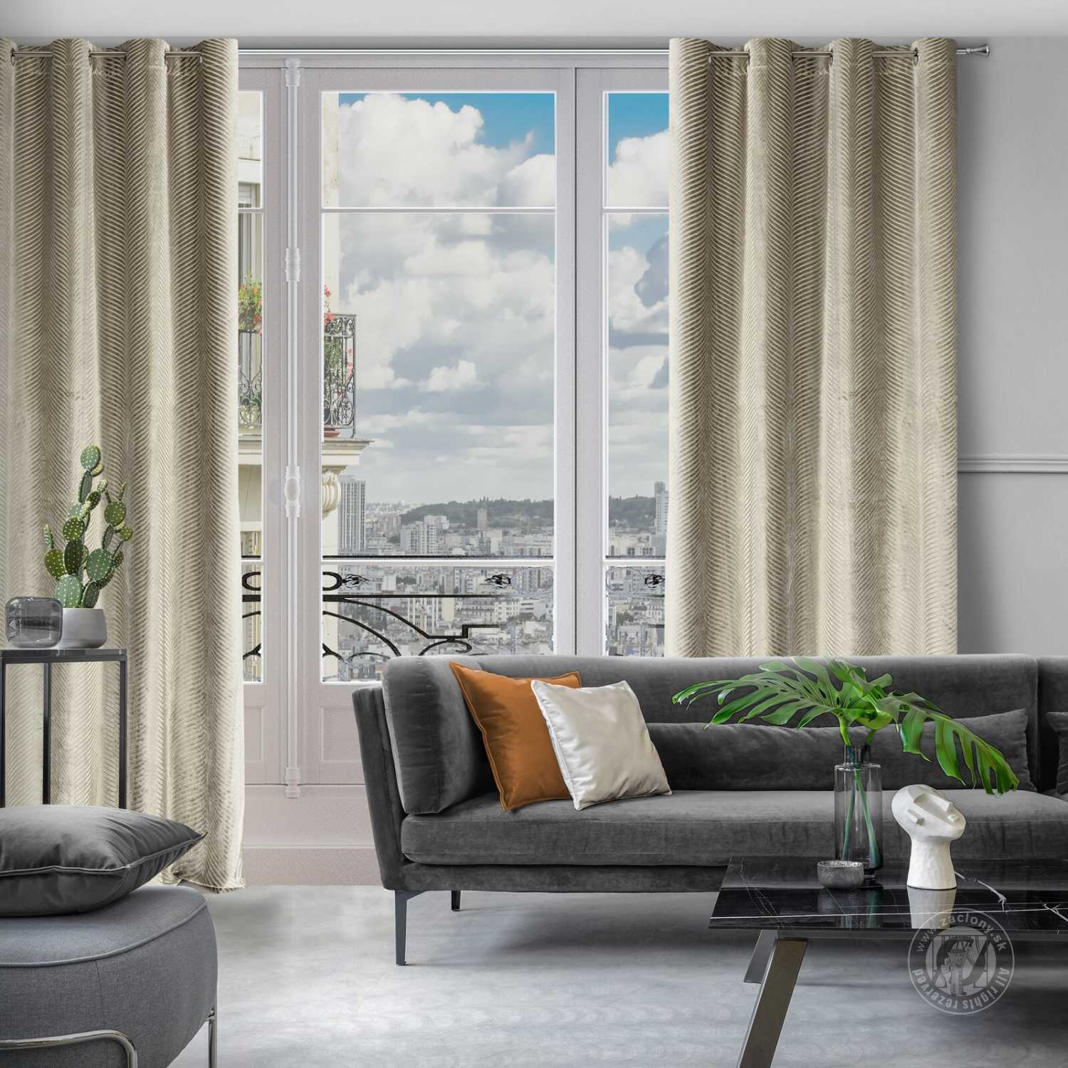 Záves LUSSI na krúžkoch 140x250 cm tmavobéžový