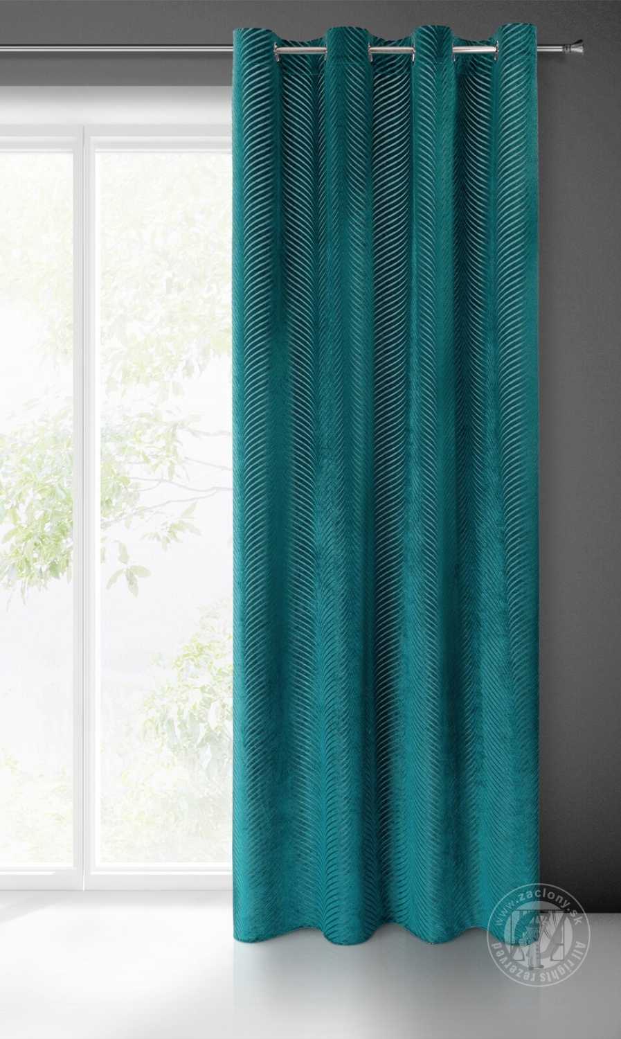 Záves LUSSI na krúžkoch 140x250 cm tmavotyrkysový