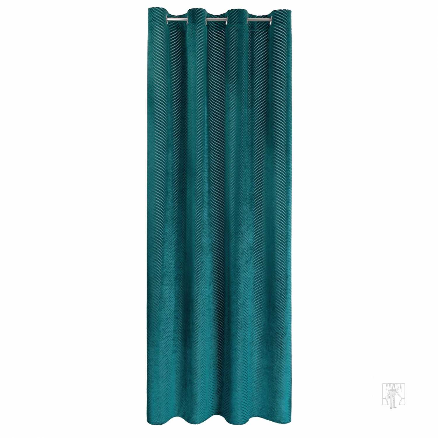 Záves LUSSI na krúžkoch 140x250 cm tmavotyrkysový