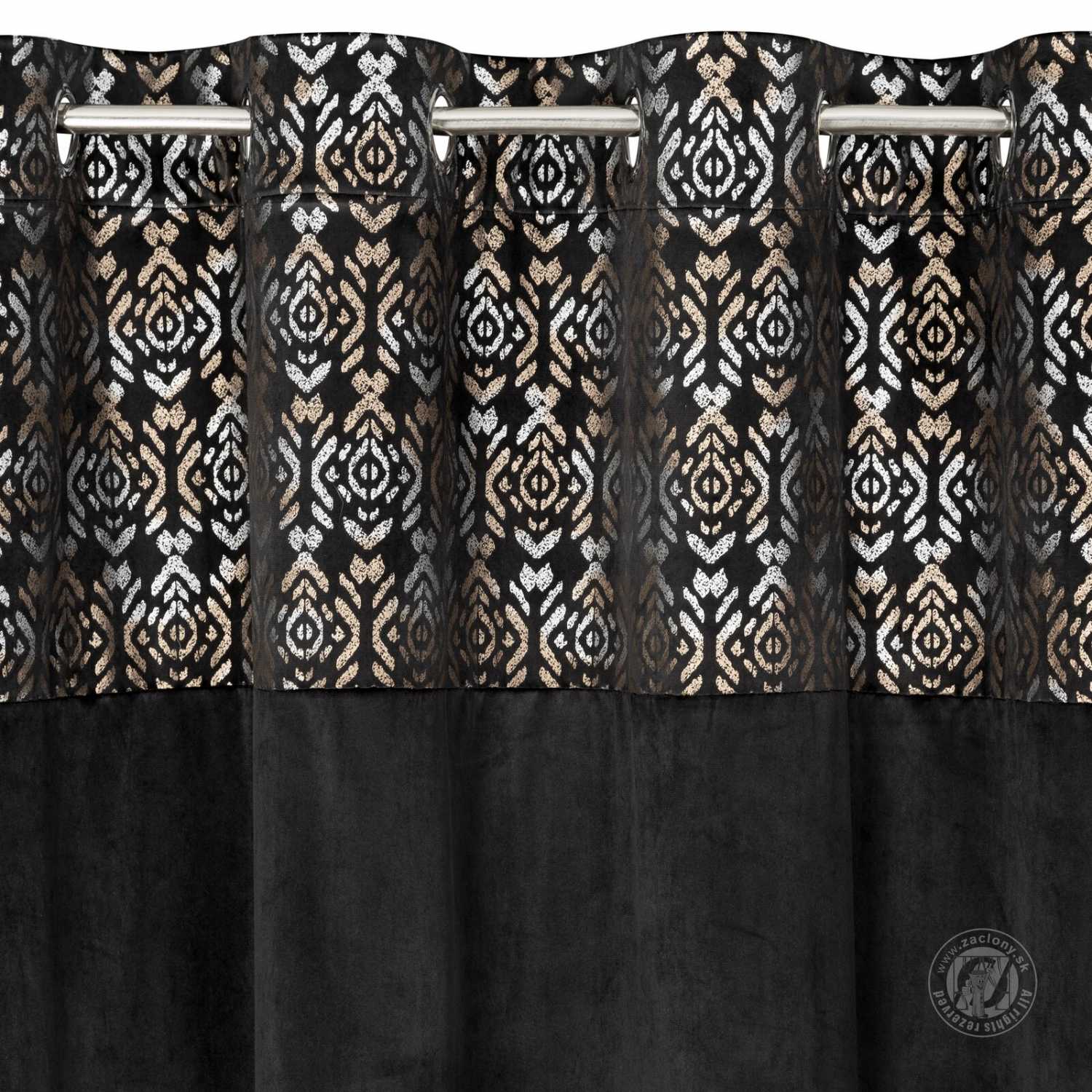 Záves LIZA na krúžkoch 140x250 cm čierny/zlatý