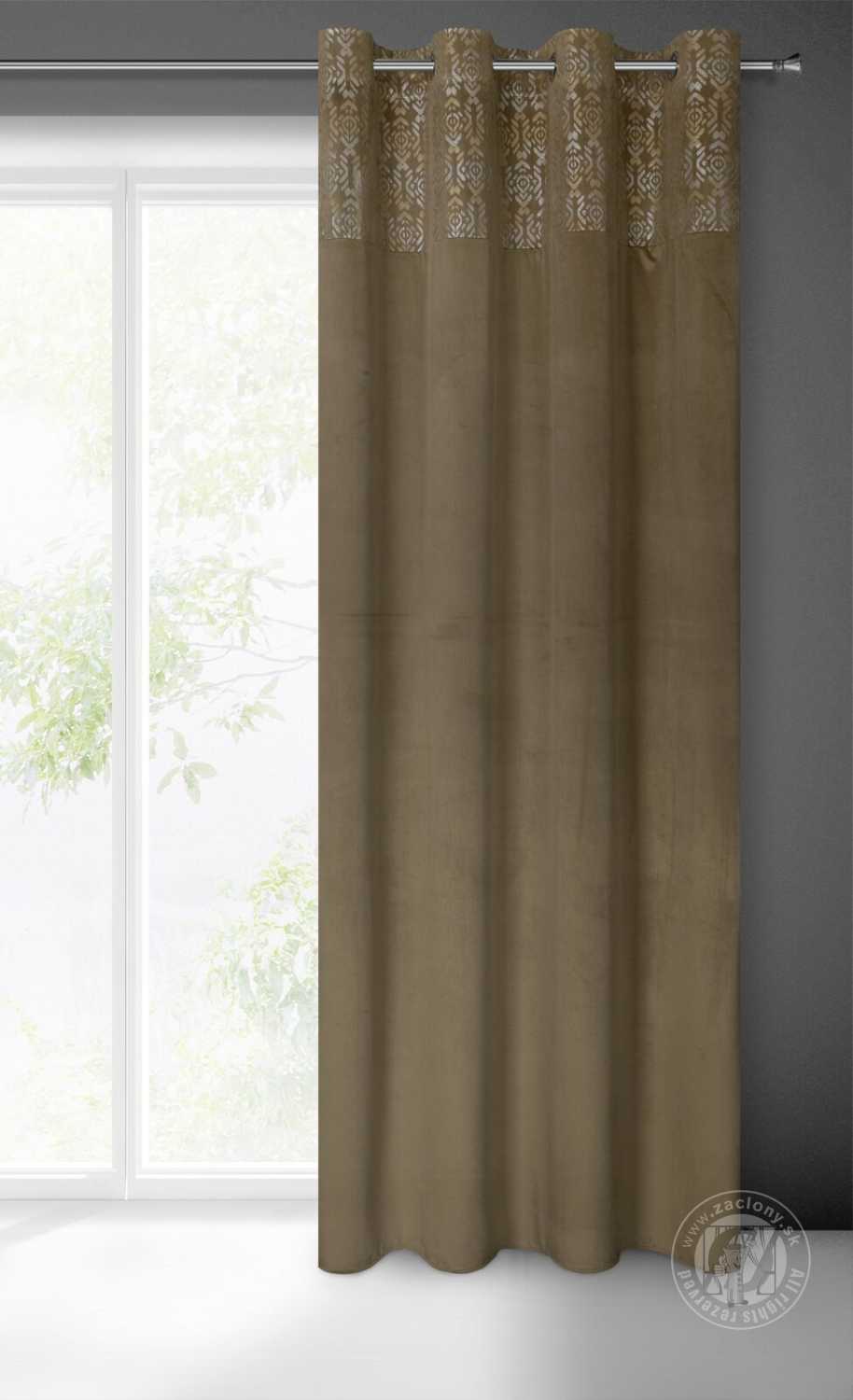 Záves LIZA na krúžkoch 140x250 cm svetlohnedý/zlatý