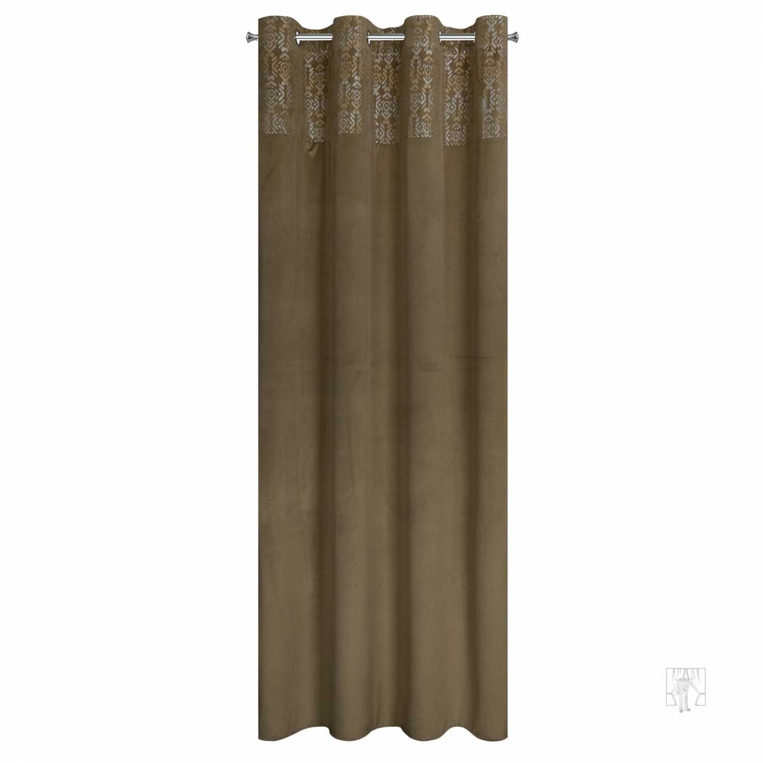 Záves LIZA na krúžkoch 140x250 cm svetlohnedý/zlatý