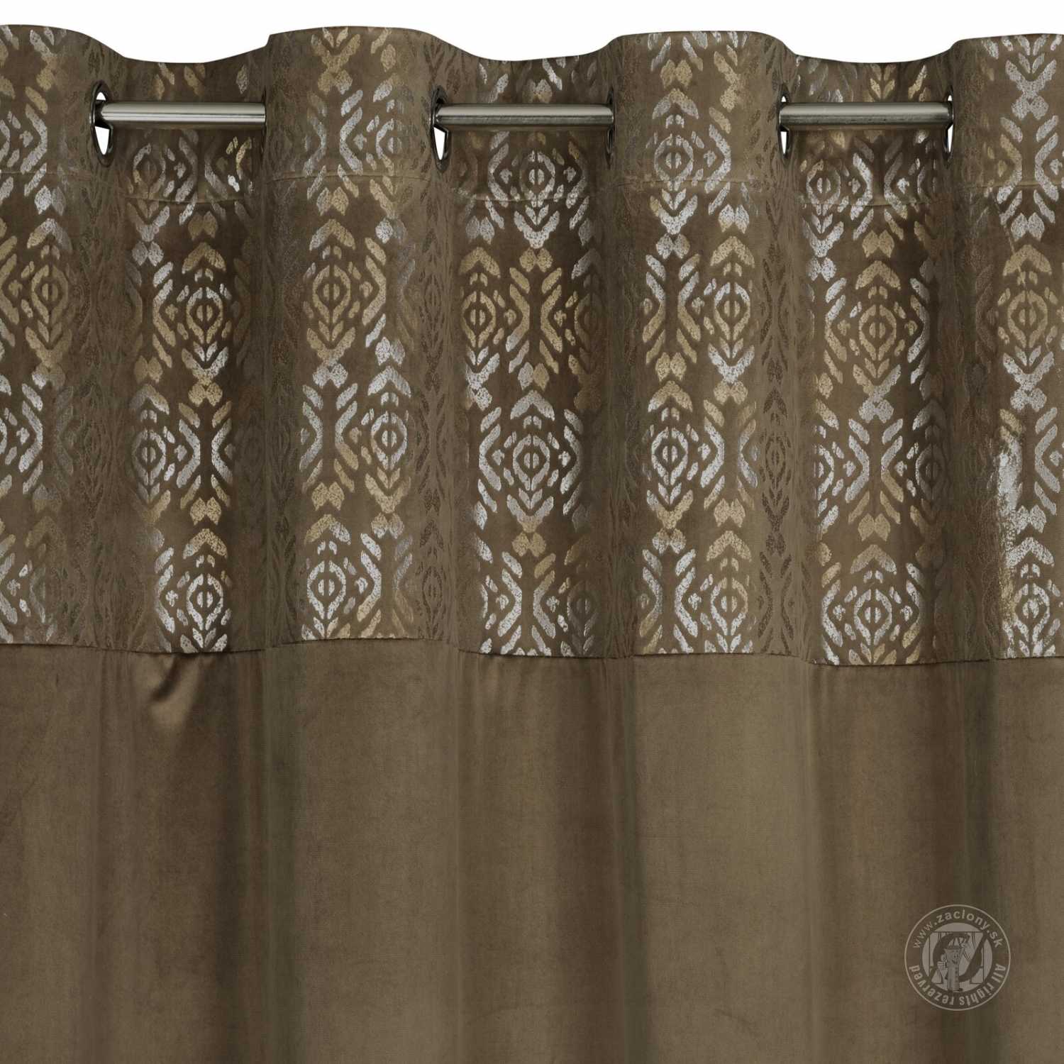 Záves LIZA na krúžkoch 140x250 cm svetlohnedý/zlatý