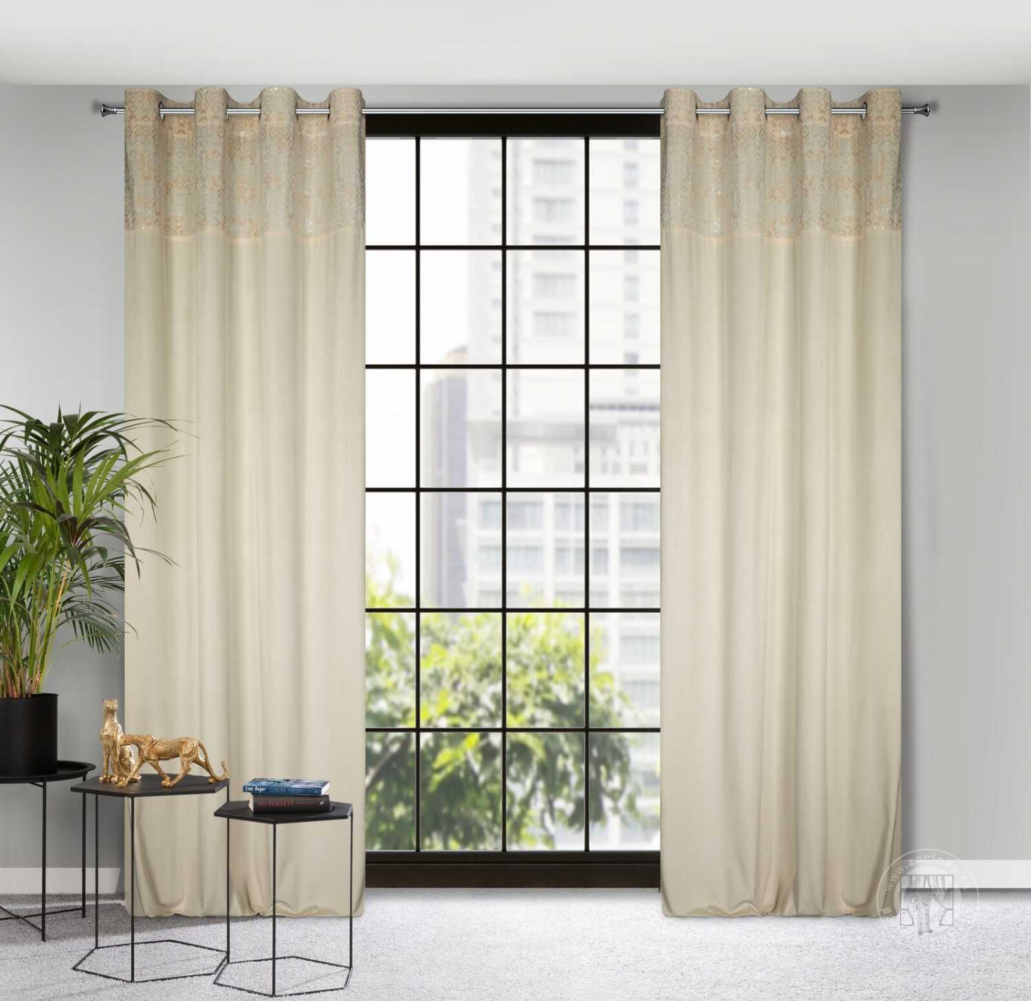 Záves LIZA na krúžkoch 140x250 cm krémový/zlatý