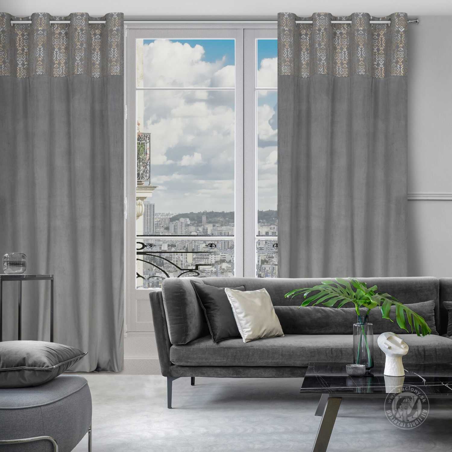 Záves LIZA na krúžkoch 140x250 cm oceľový/zlatý