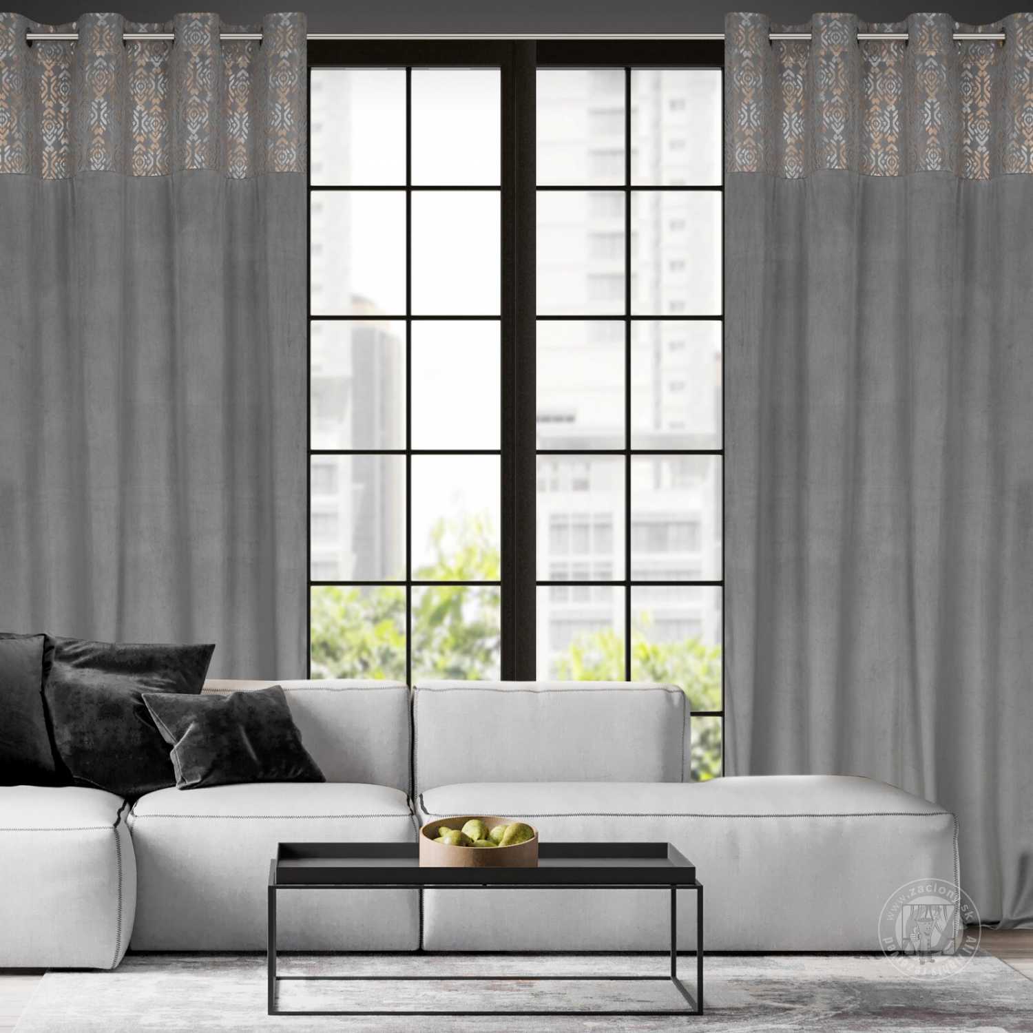 Záves LIZA na krúžkoch 140x250 cm oceľový/zlatý