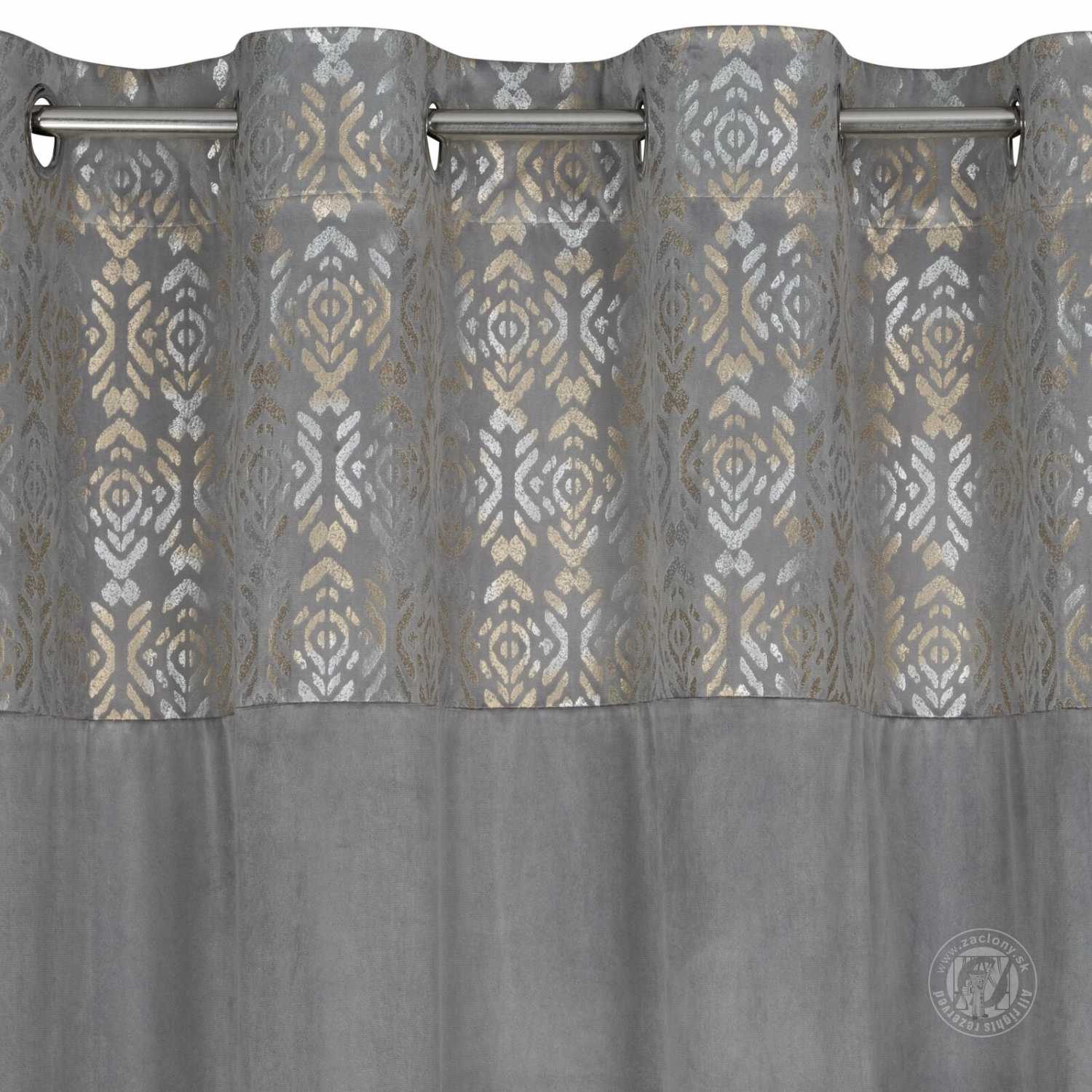 Záves LIZA na krúžkoch 140x250 cm oceľový/zlatý