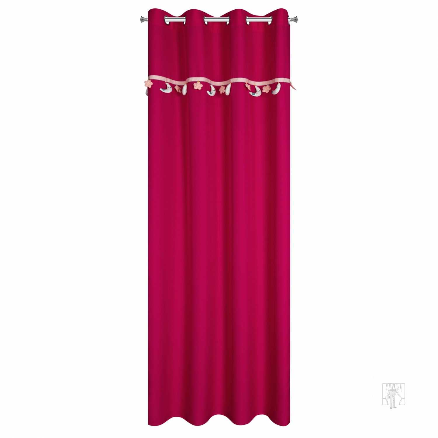 Záves MOON na krúžkoch 140x250cm tmavoružový s mesiačikmi