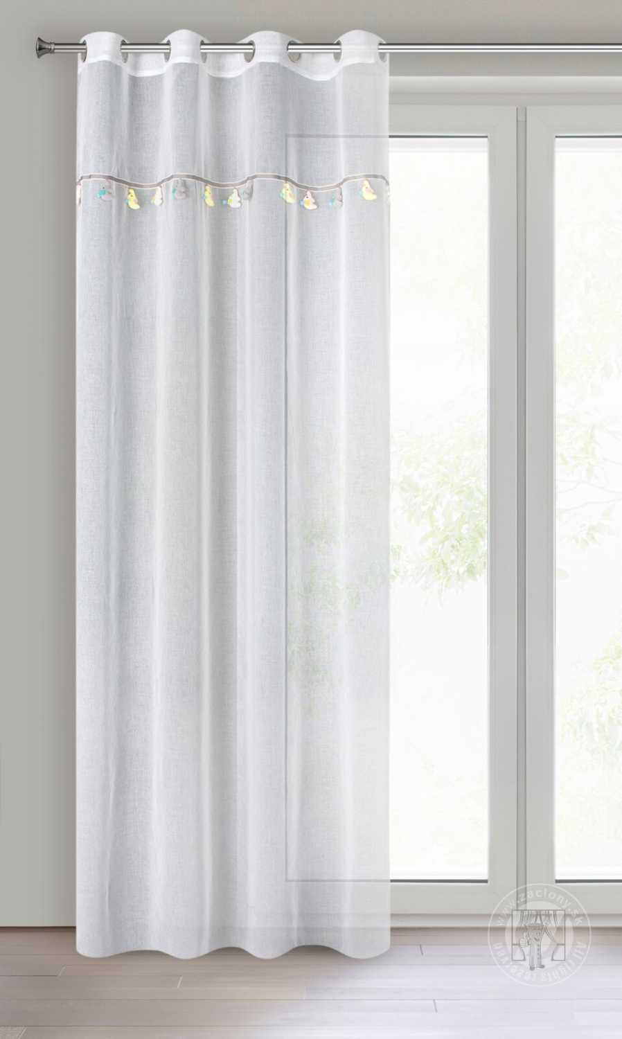 Záclona MOON na krúžkoch 140x250cm biela s mesiačikmi