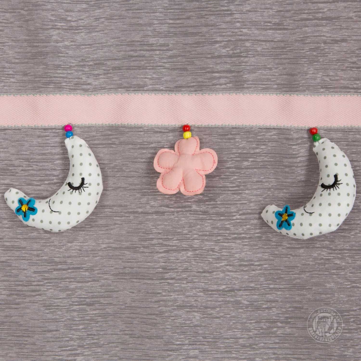 Záclona MOON na krúžkoch 140x250cm ružová s mesiačikmi