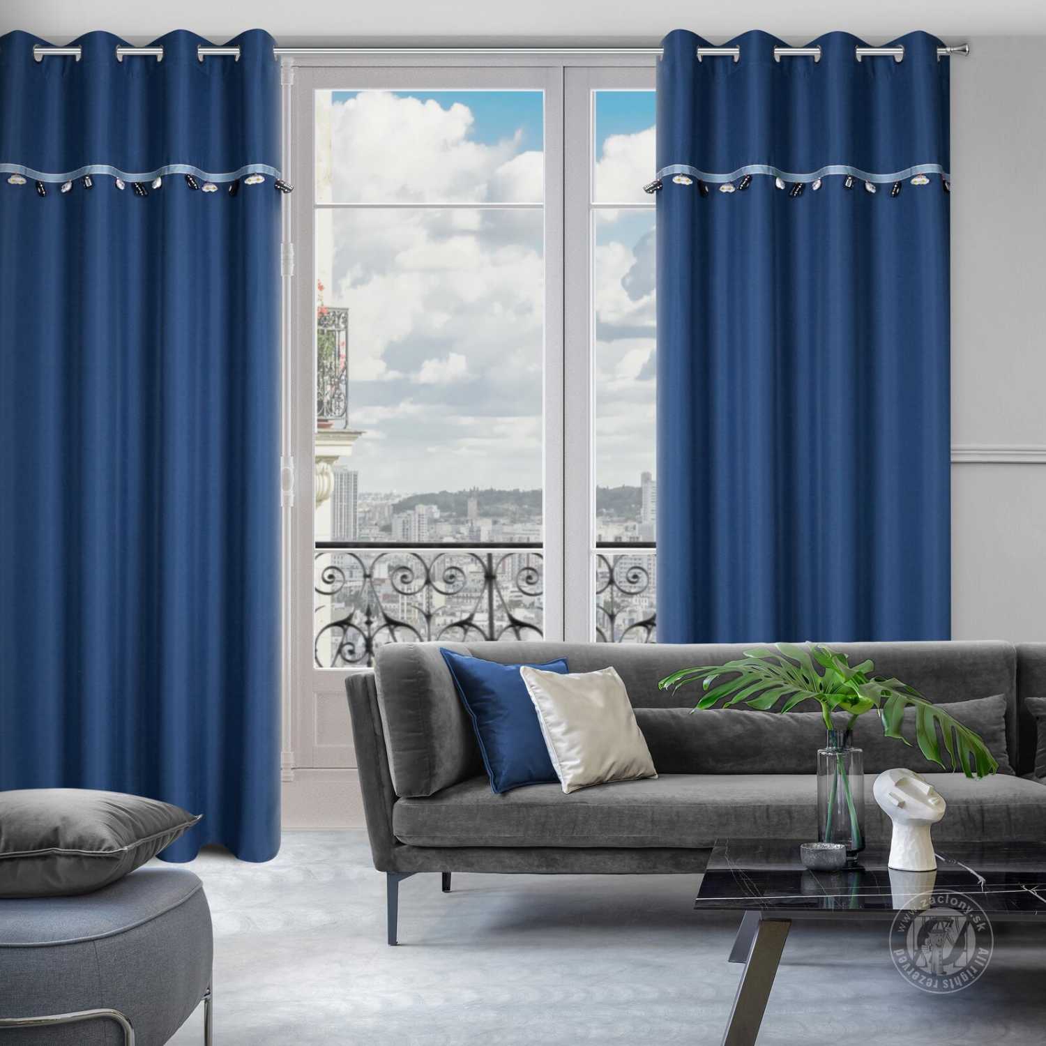 Záves CAR na krúžkoch 140x250cm modrý s autíčkami