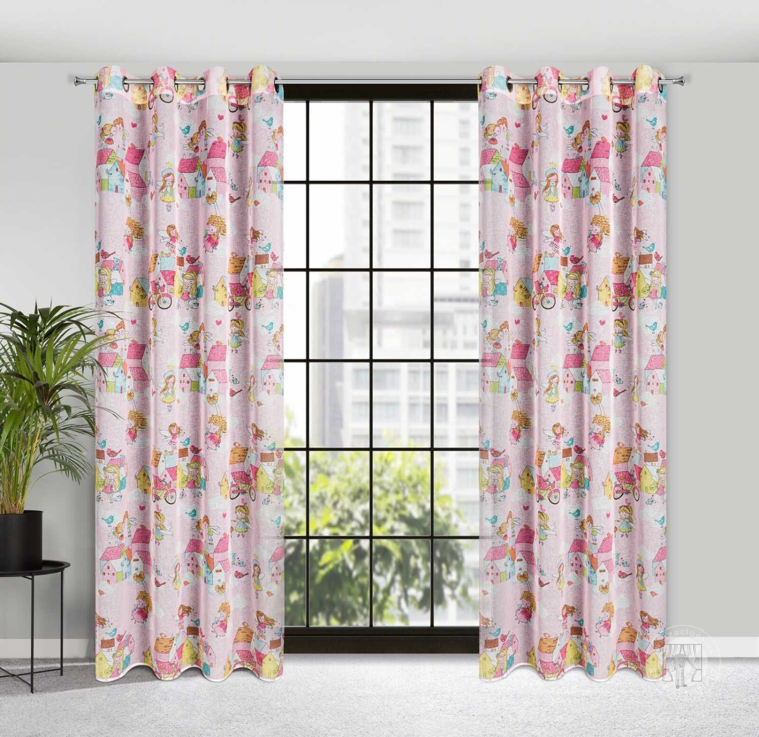 Záves POLLY na krúžkoch 140x250 cm ružový/farebný