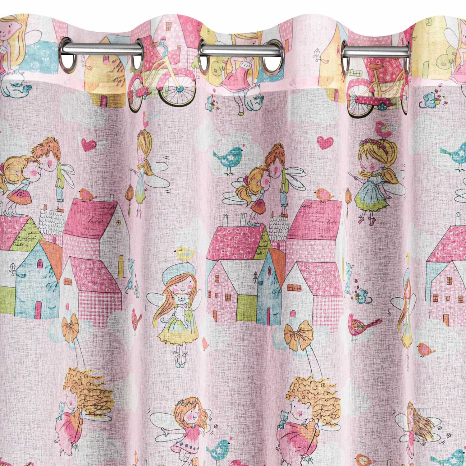 Záves POLLY na krúžkoch 140x250 cm ružový/farebný