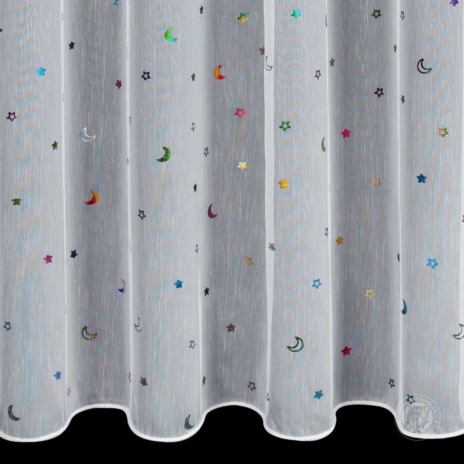 Záclona metráž ADEN/ETA biela s hviezdami 300cm