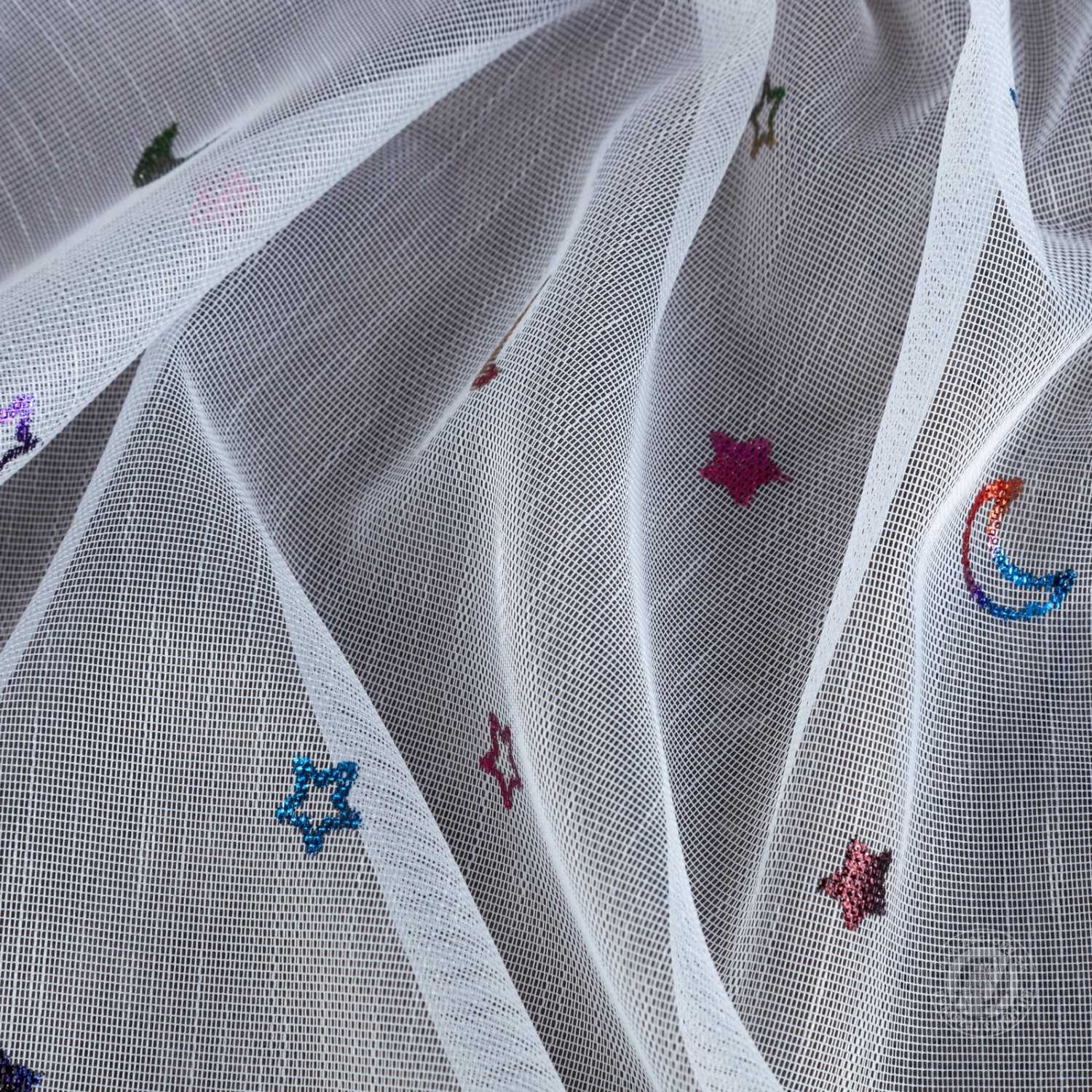 Záclona metráž ADEN/ETA biela s hviezdami 300cm