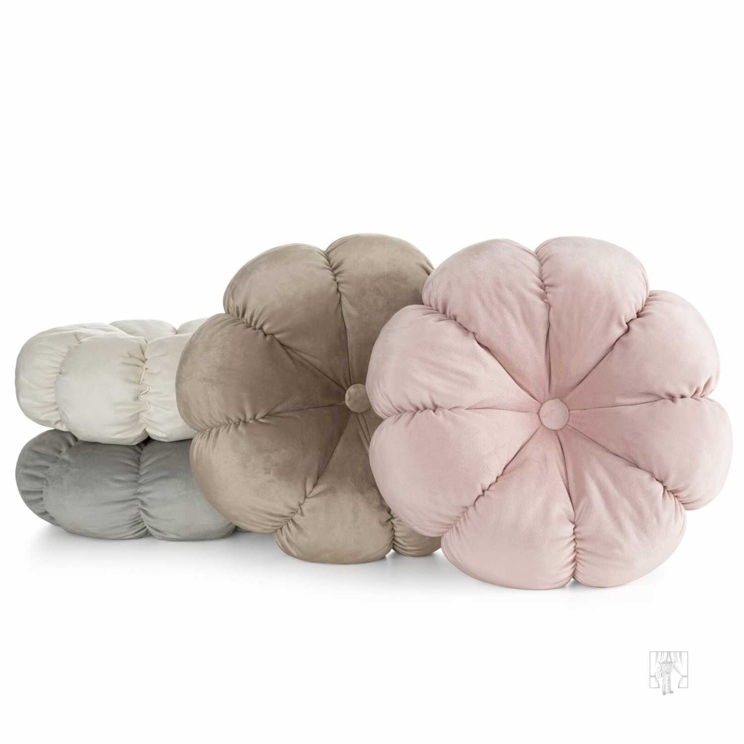 Zamatový dekoračný vankúš FLOWER modrý