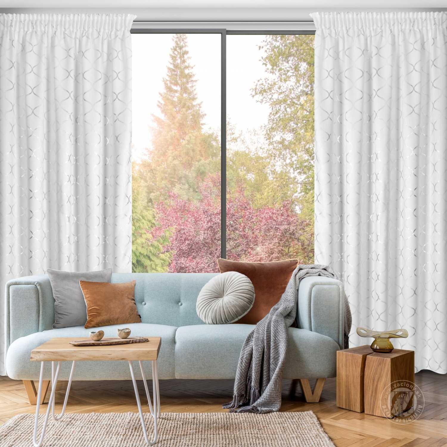  Záves MILI na páske 140x270 cm biely/strieborný