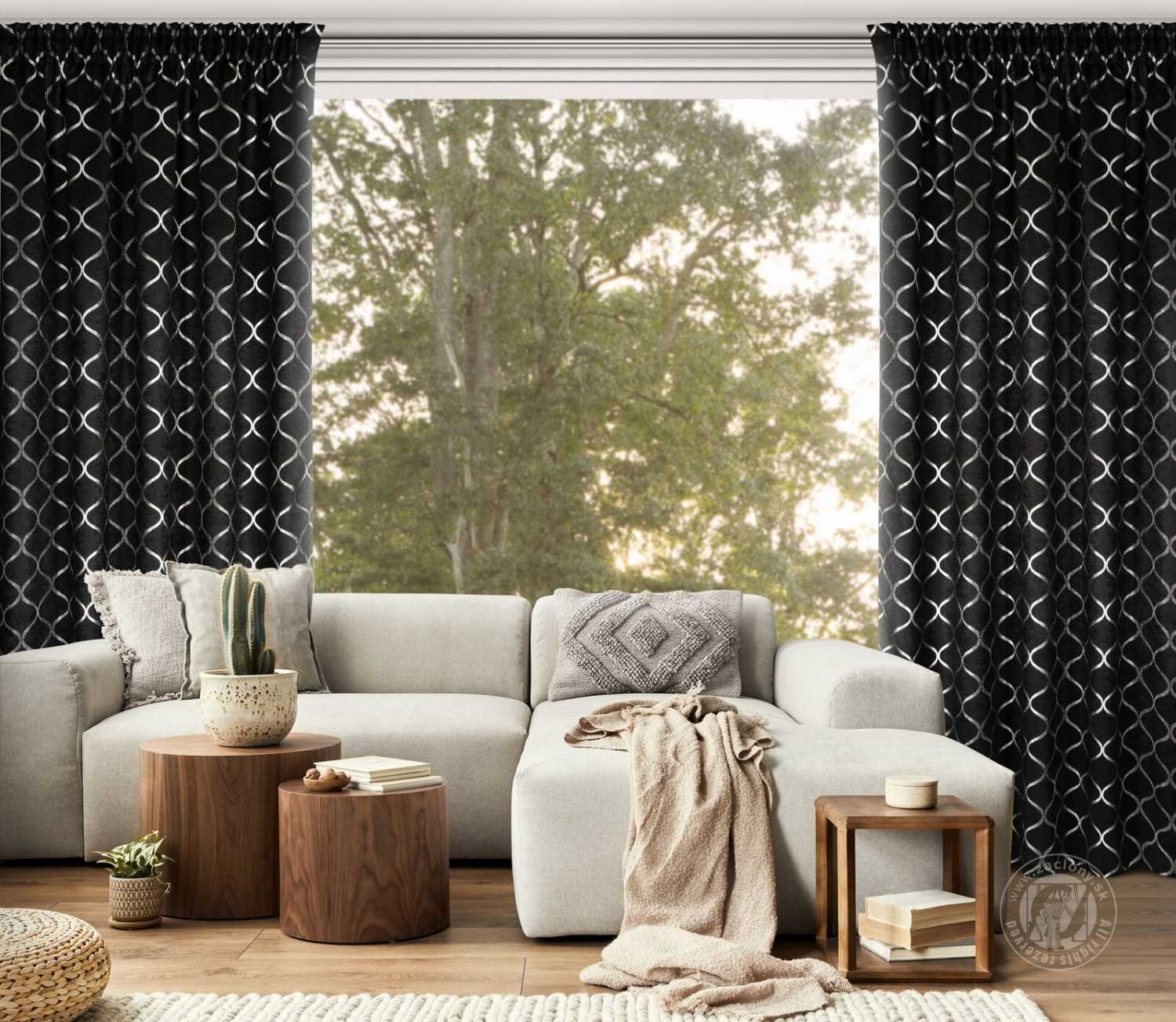 Záves MILI na páske 140x270 cm čierny/strieborný