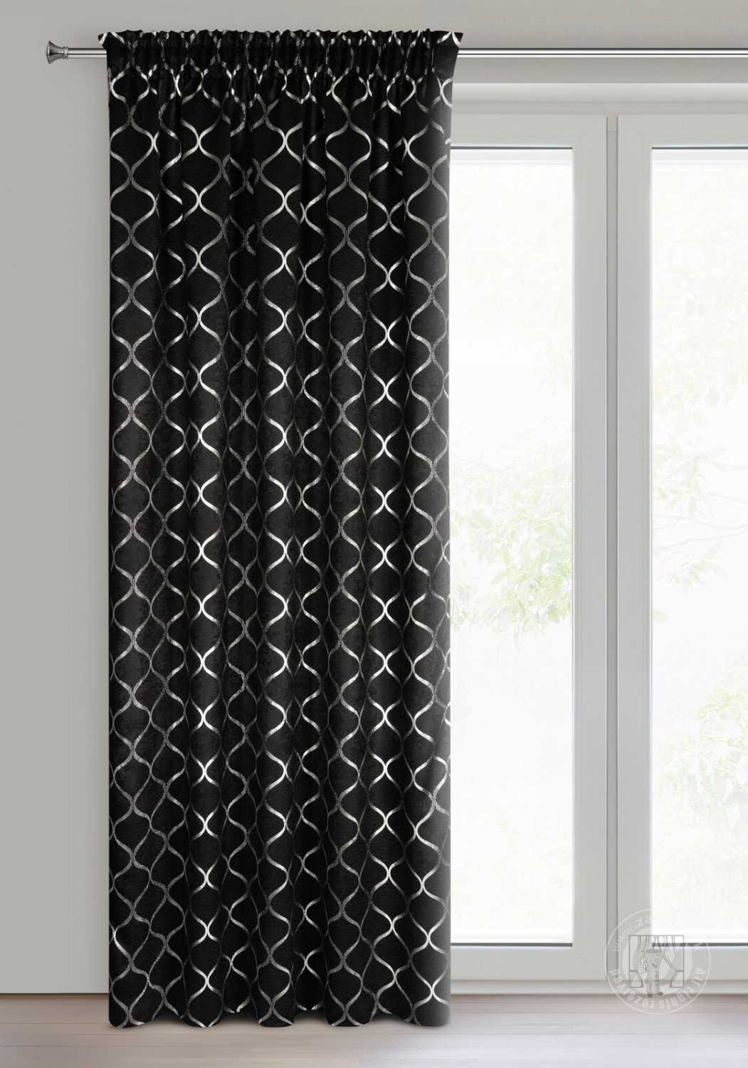 Záves MILI na páske 140x270 cm čierny/strieborný