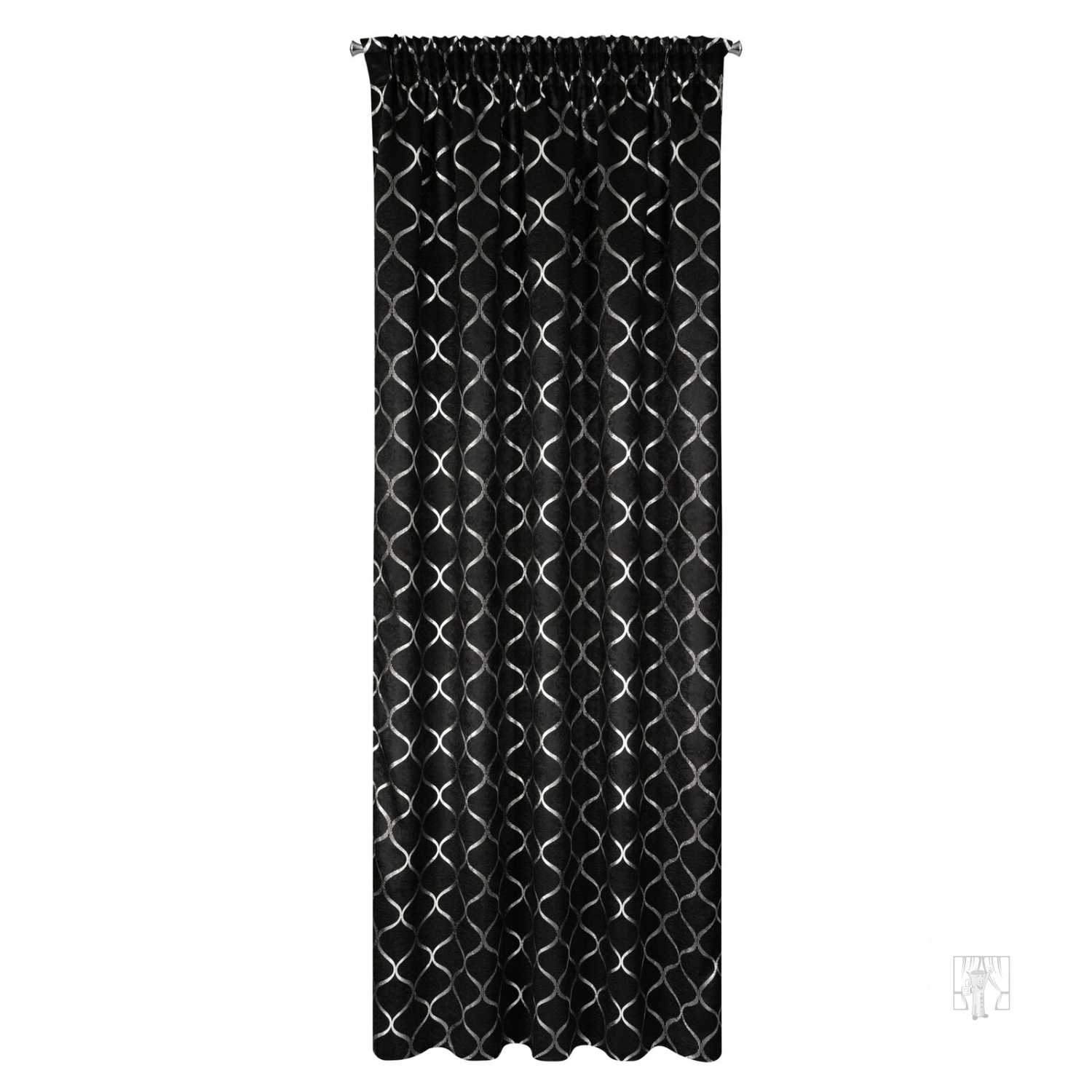 Záves MILI na páske 140x270 cm čierny/strieborný