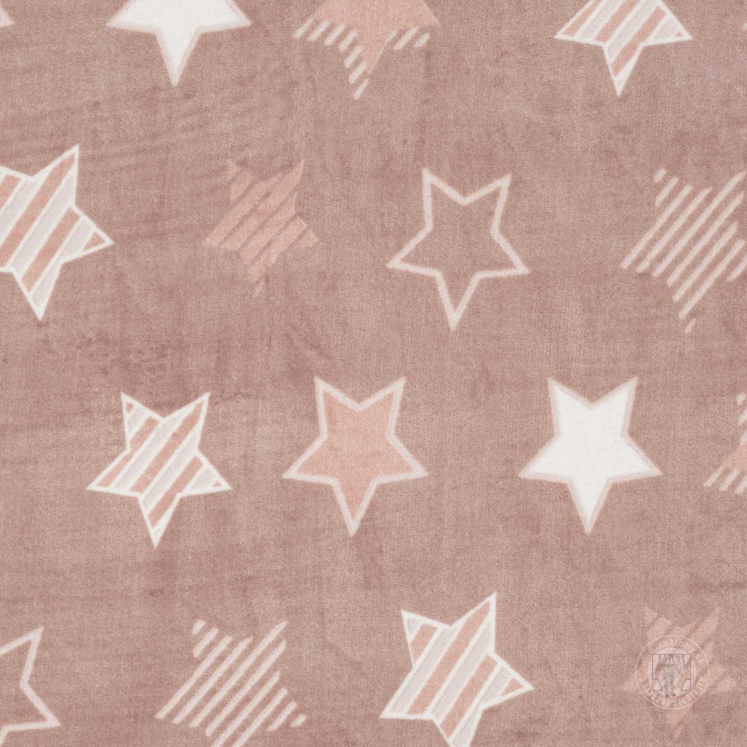 Posteľná bielizeň flísová FLANO s hviezdami 140x200cm + 70x90cm, púdrová