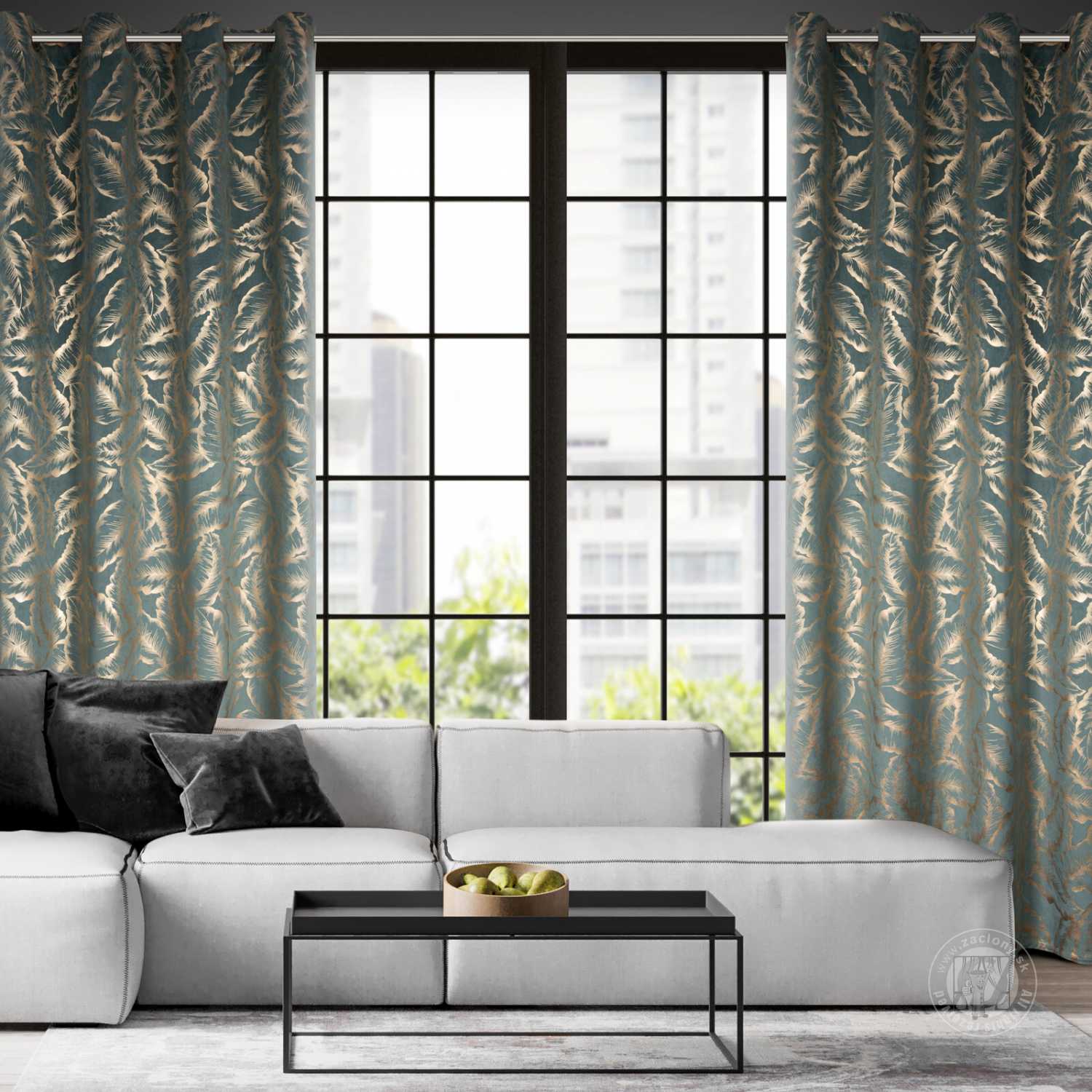 Záves MILENA na krúžkoch 140x250 cm mätový/šampanský