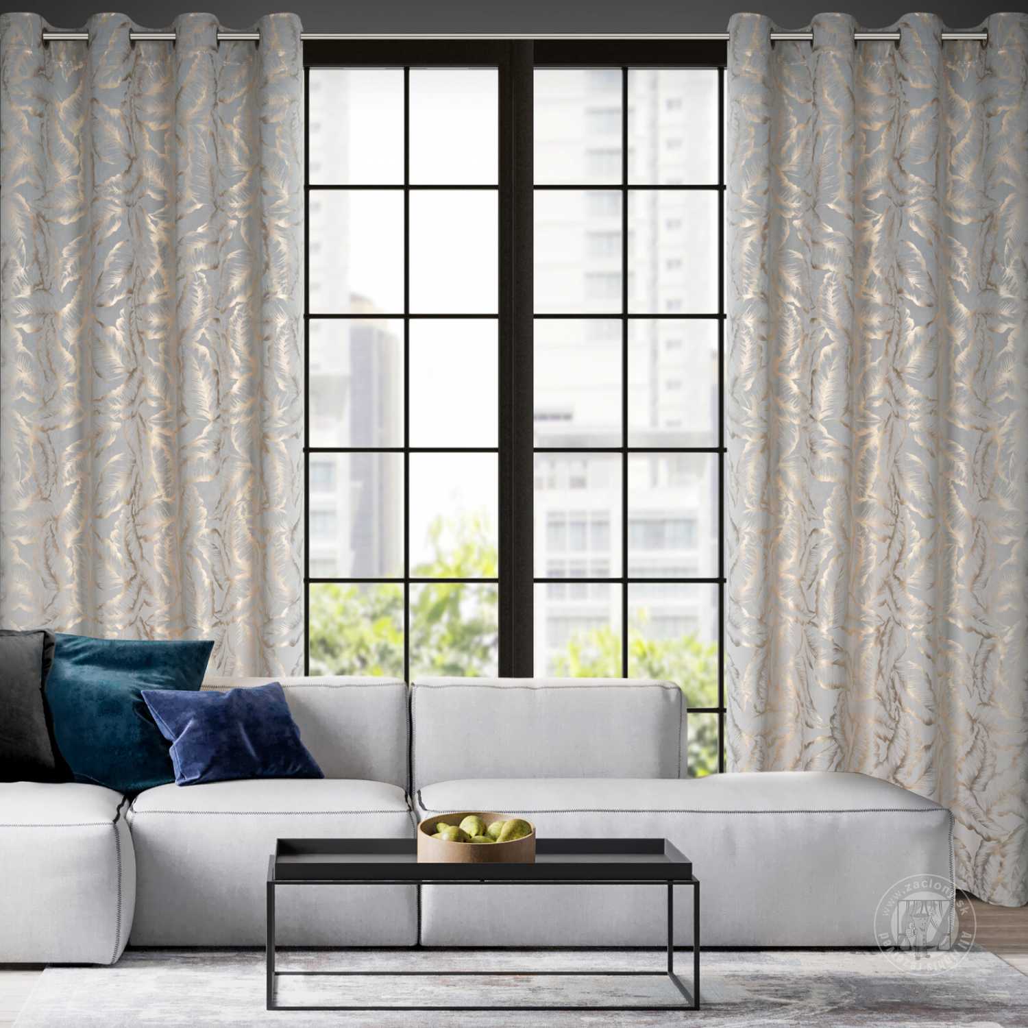 Záves MILENA na krúžkoch 140x250 cm strieborný/šampanský