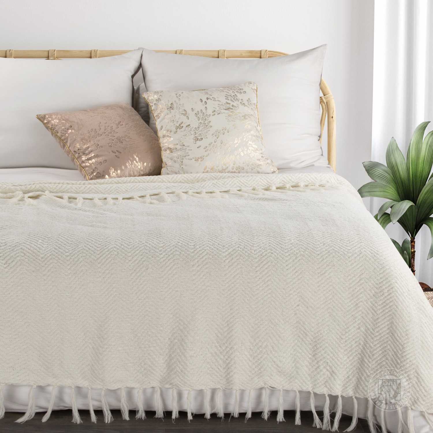 Deka tkaná so strapcami MILO 130x170cm biela