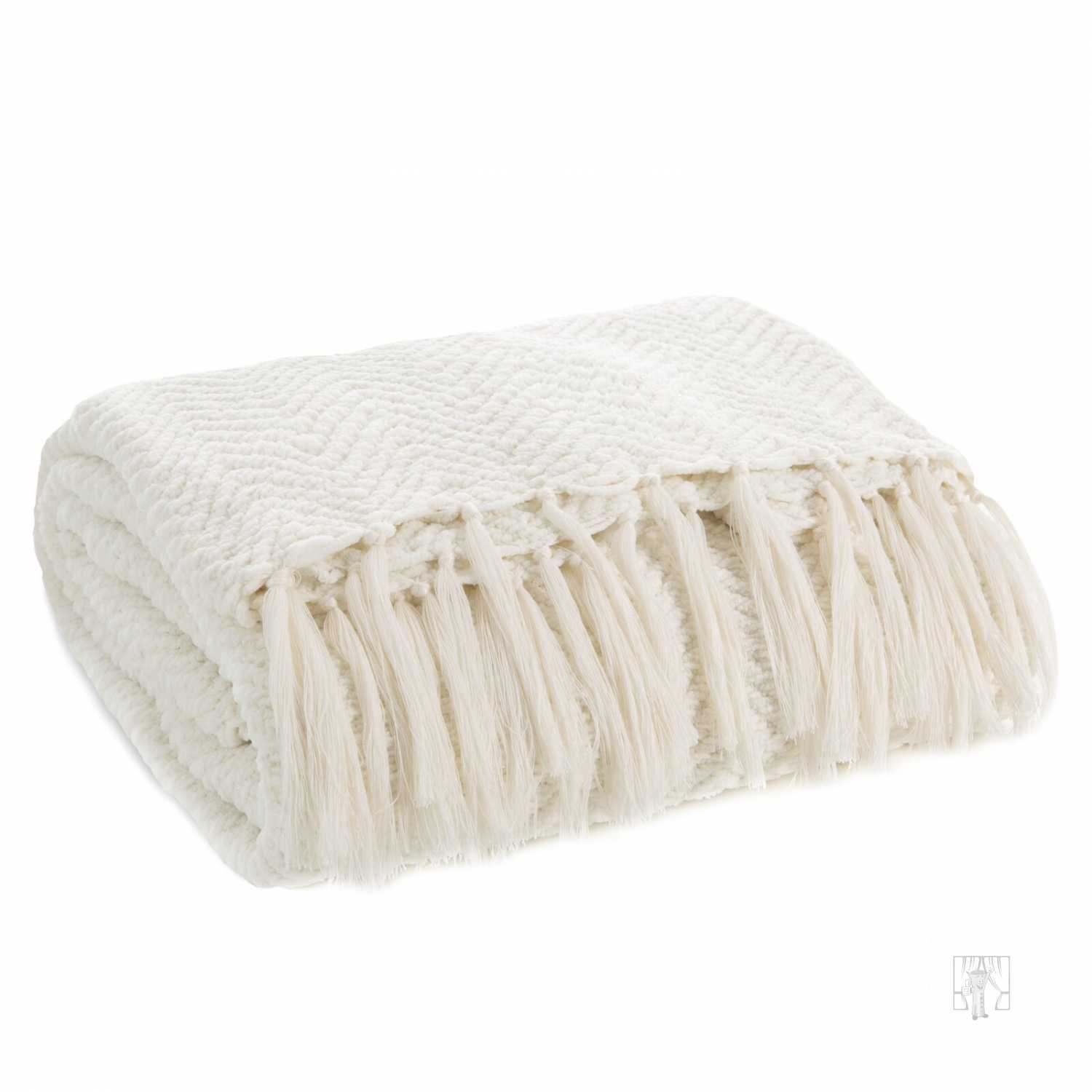 Deka tkaná so strapcami MILO 130x170cm biela