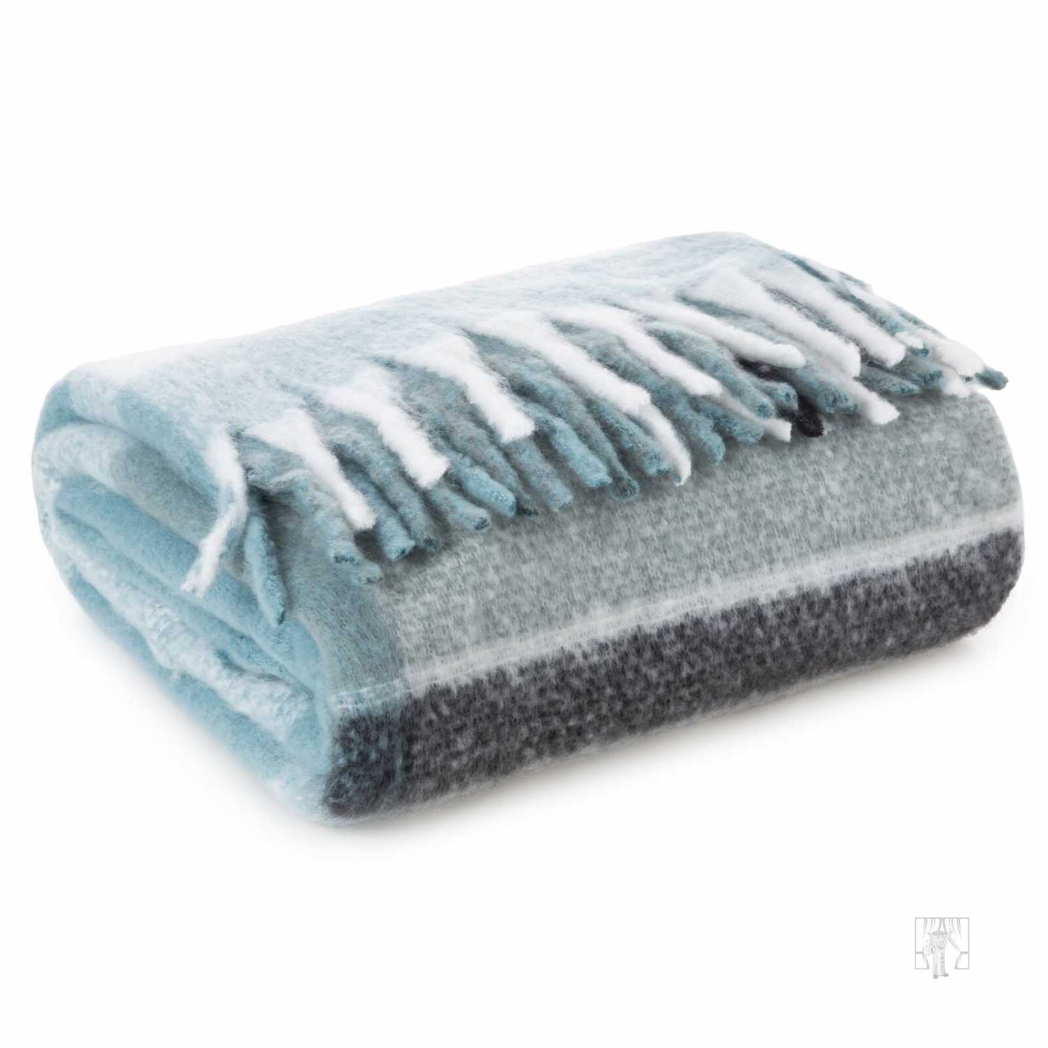 Deka so strapcami MOHER 130x170cm modrá/biela