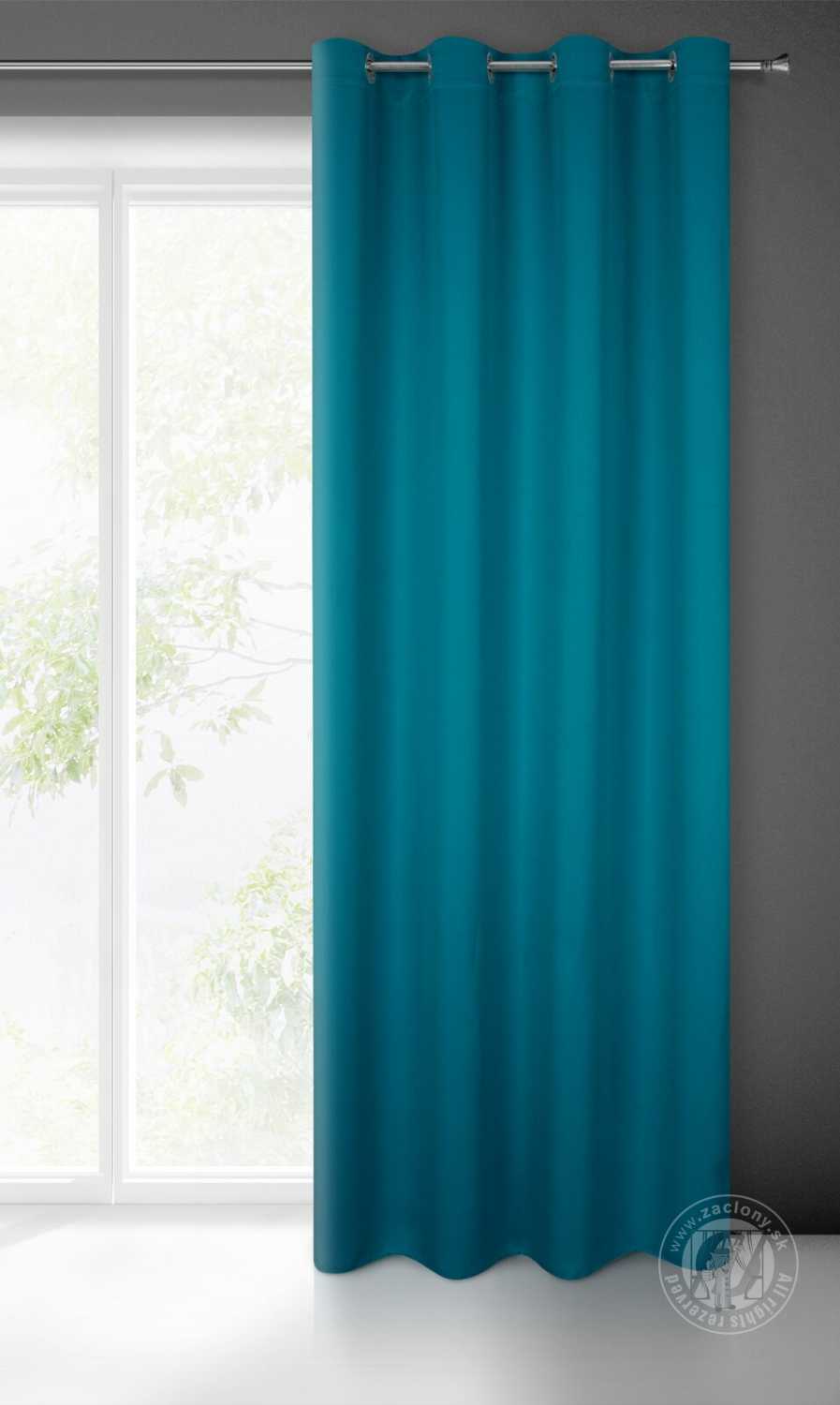 Záves BLACKOUT na krúžkoch 135x250cm tmavotyrkysový