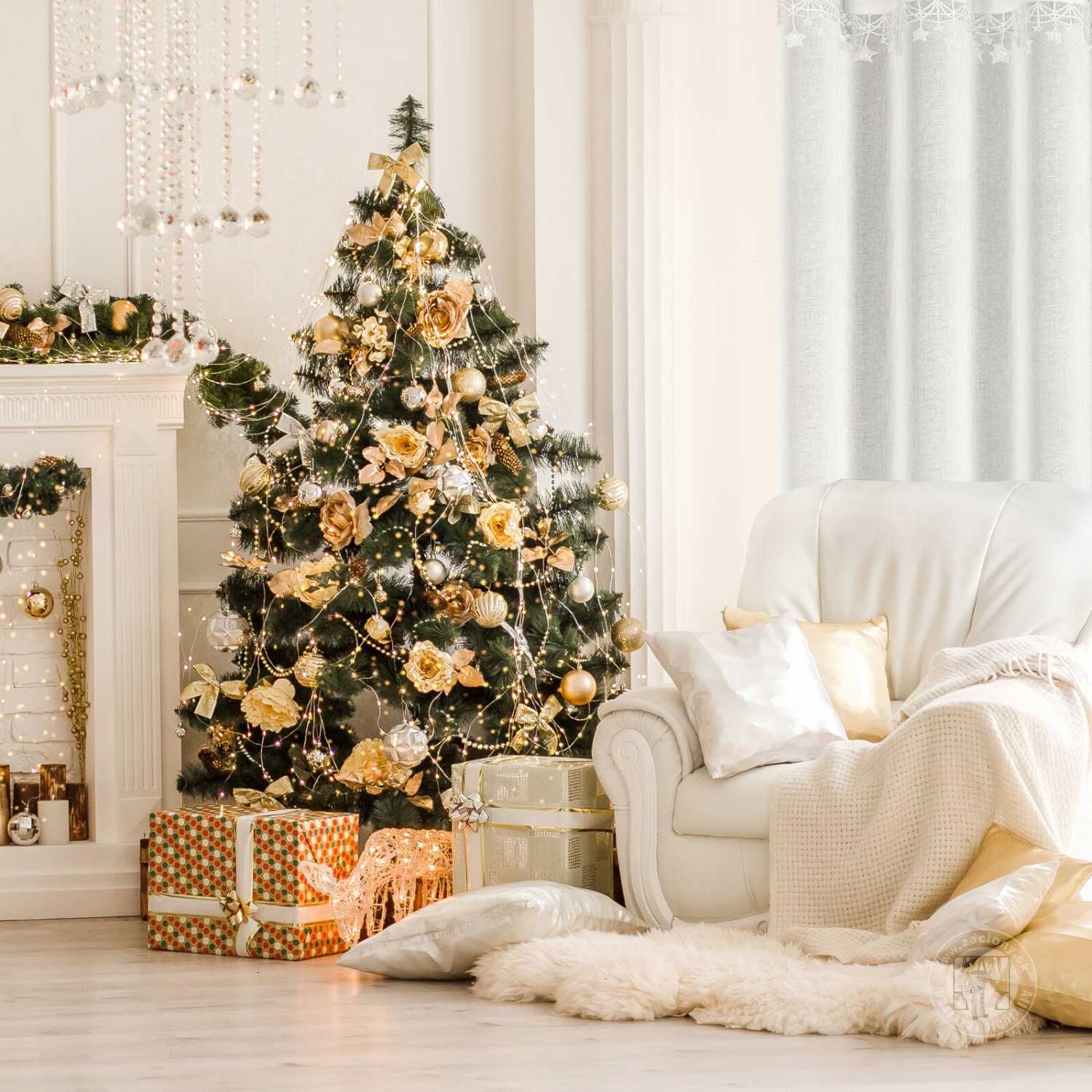 Vianočná záclona XMAS na krúžkoch 140x250cm biela