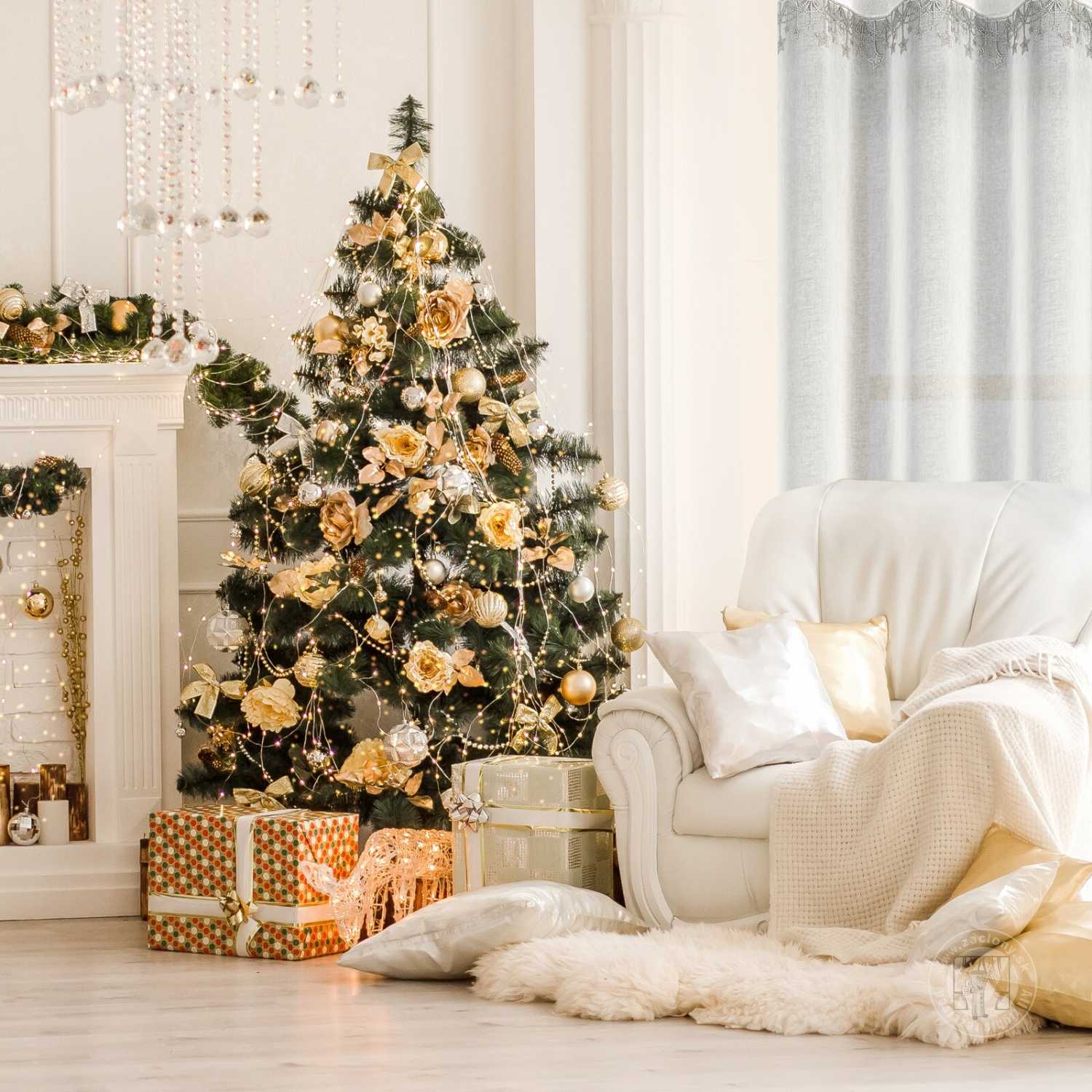 Vianočná záclona XMAS na krúžkoch 140x250cm biela/strieborná